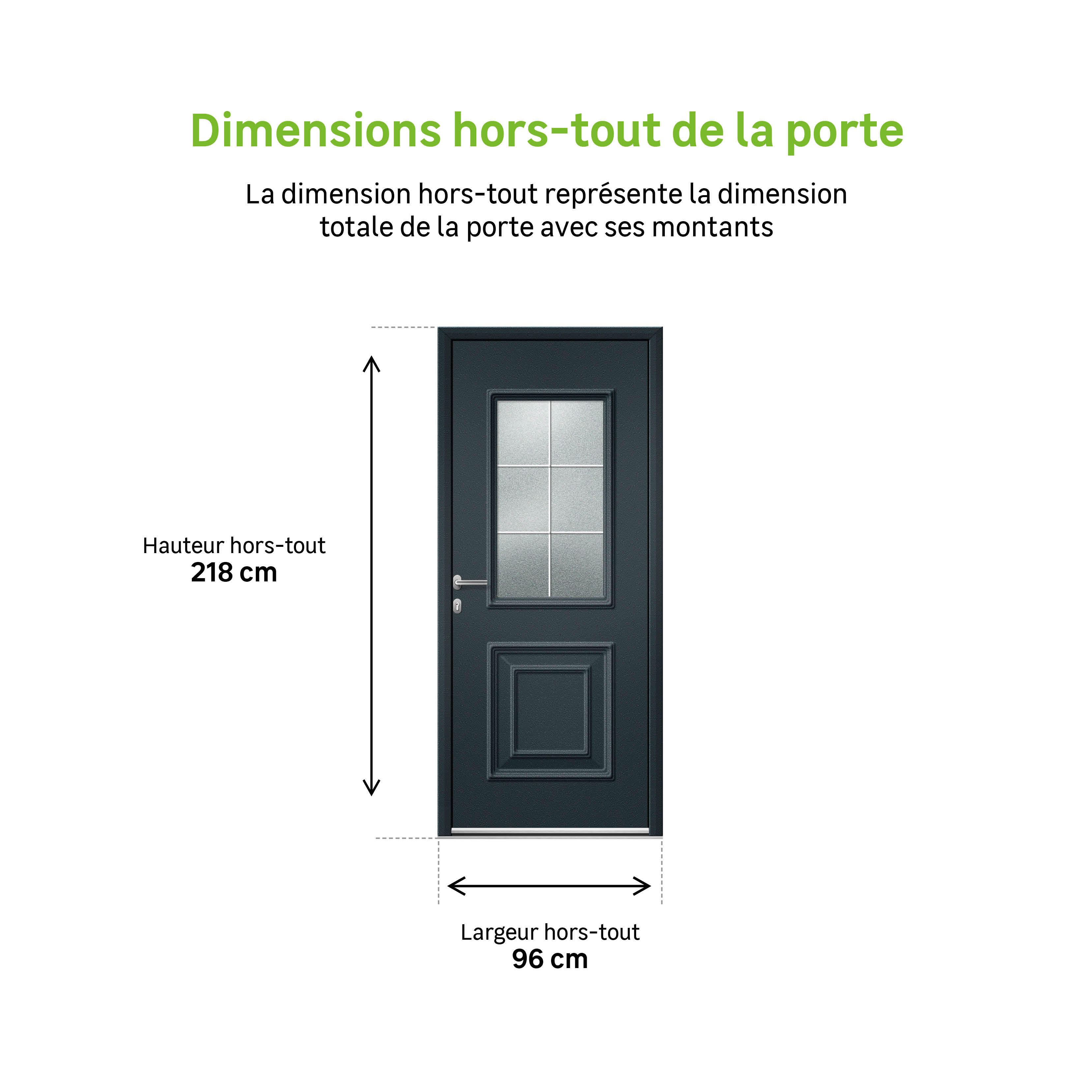Porte d'entrée Alu Utah 2 Essentiel H.215 x l.90 cm 1/2 gris anthra., p. droit - 3
