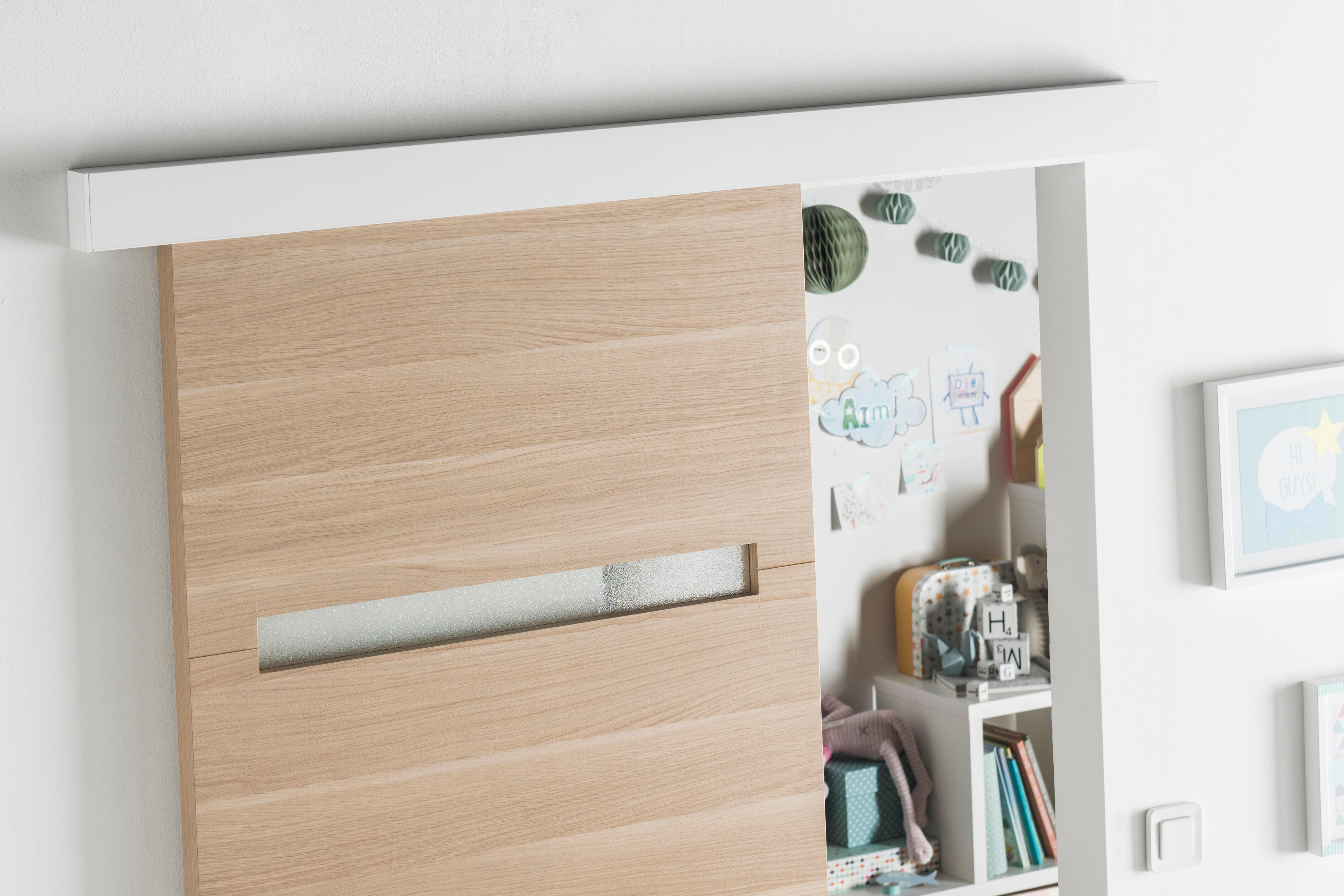 Porte coulissante MDF vitrée Madrid 2, H.204 x l.83 cm - 4