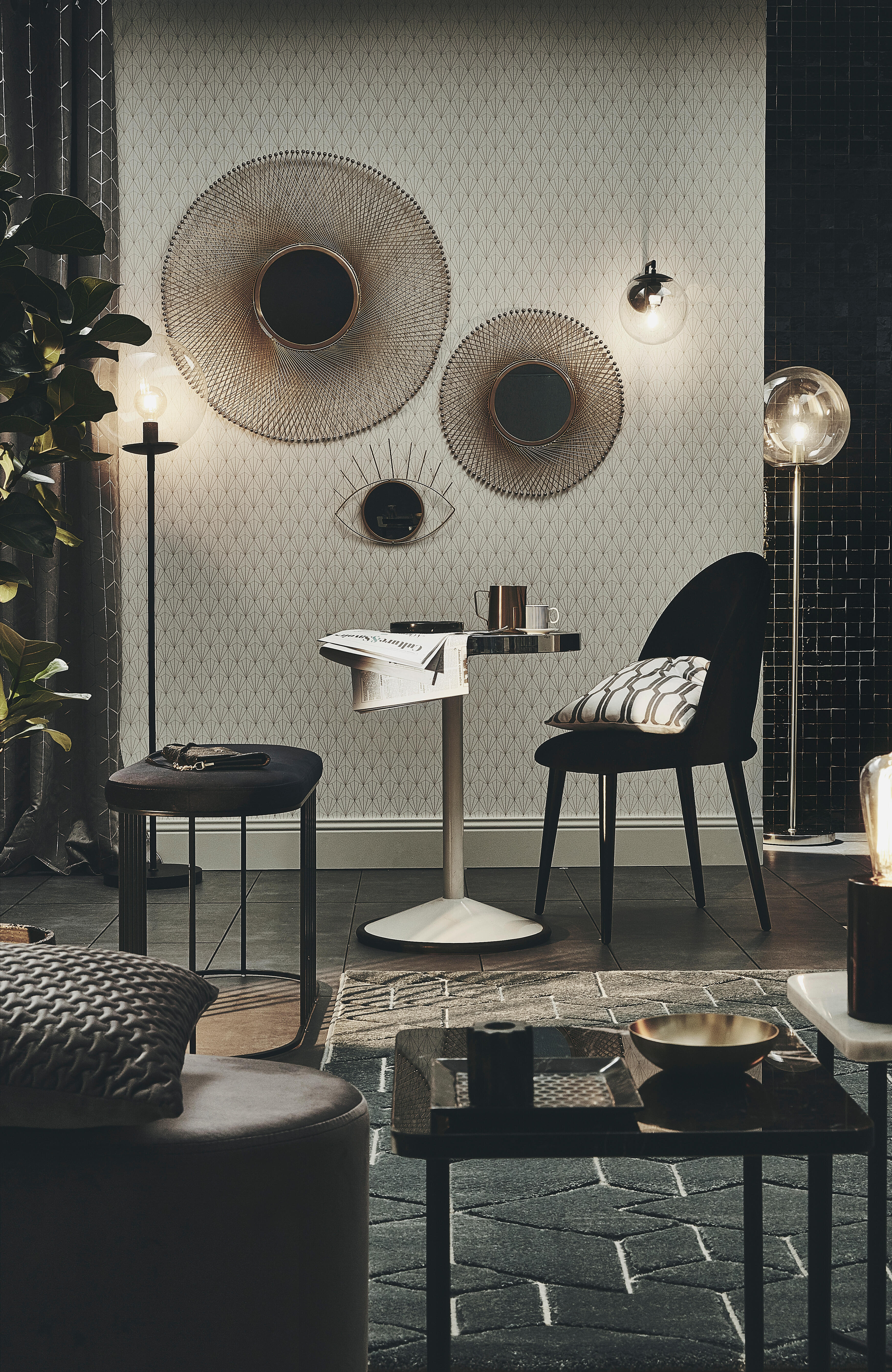 Lampadaire Globus, verre, doré,  H.161 cm, E27 - 9