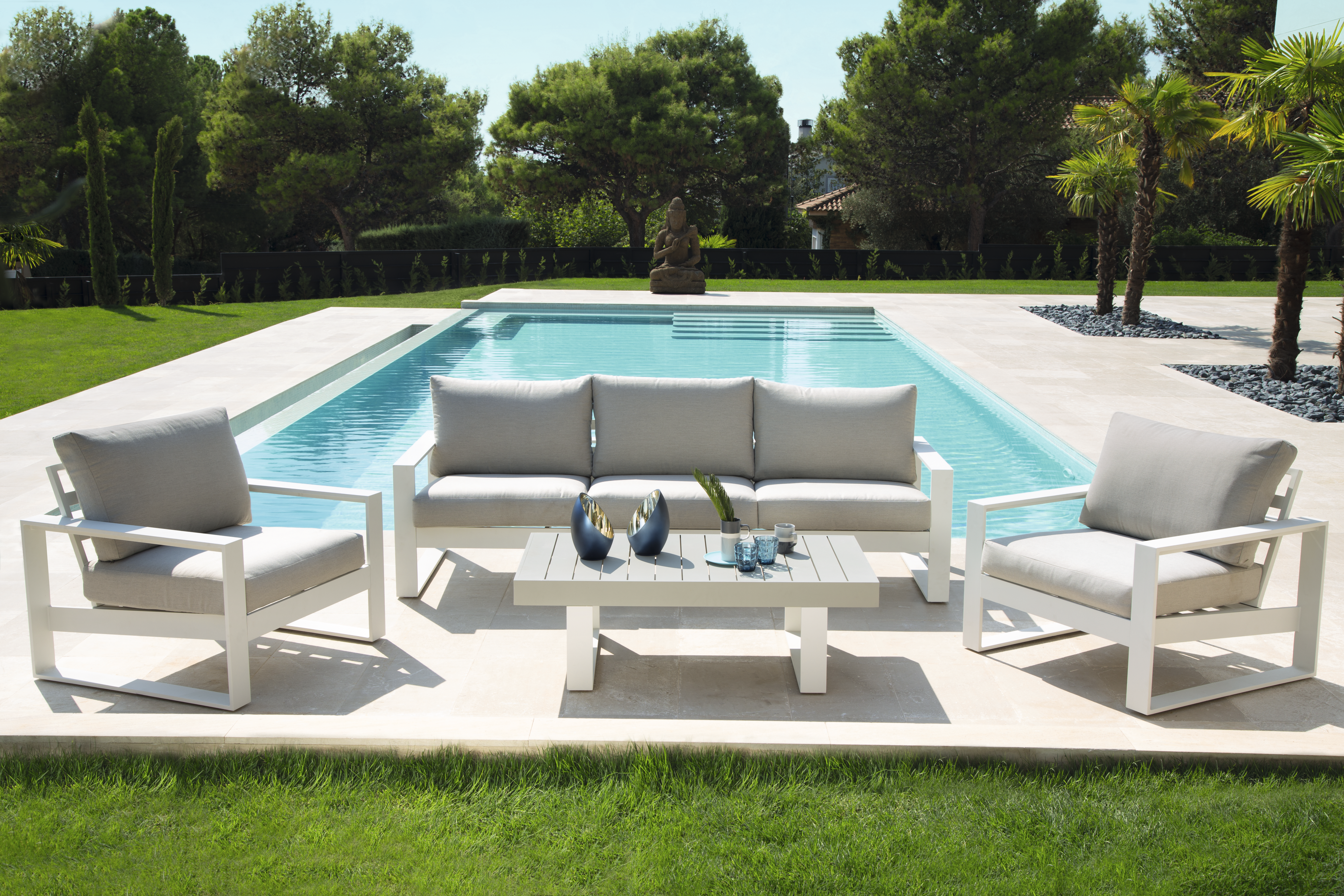 2 Cadeirões de jardim alumínio branco Las Vegas Naterial - 5