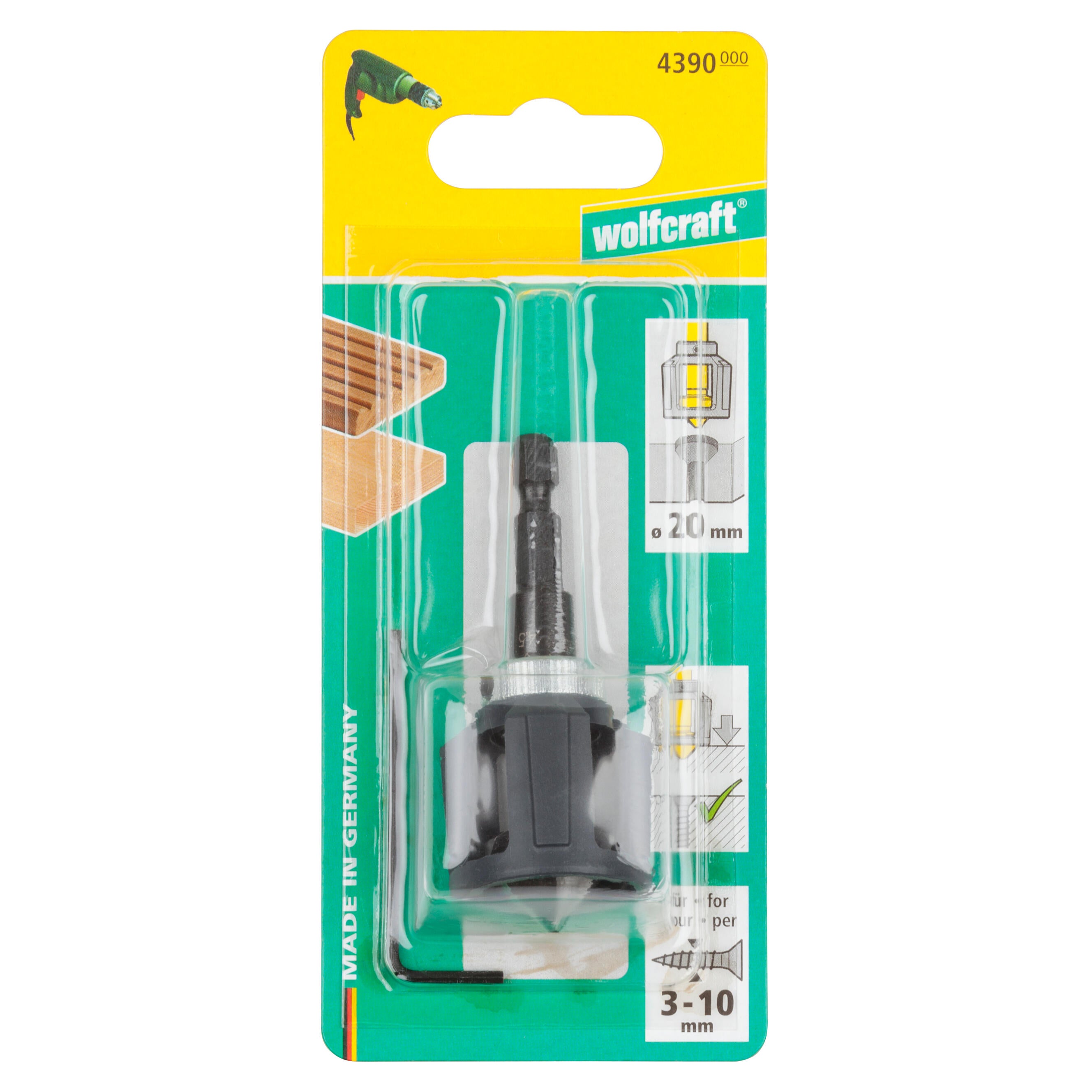 Fraisoir conique avec butée de profondeur WOLFCRAFT, Diam.20 mm - 5