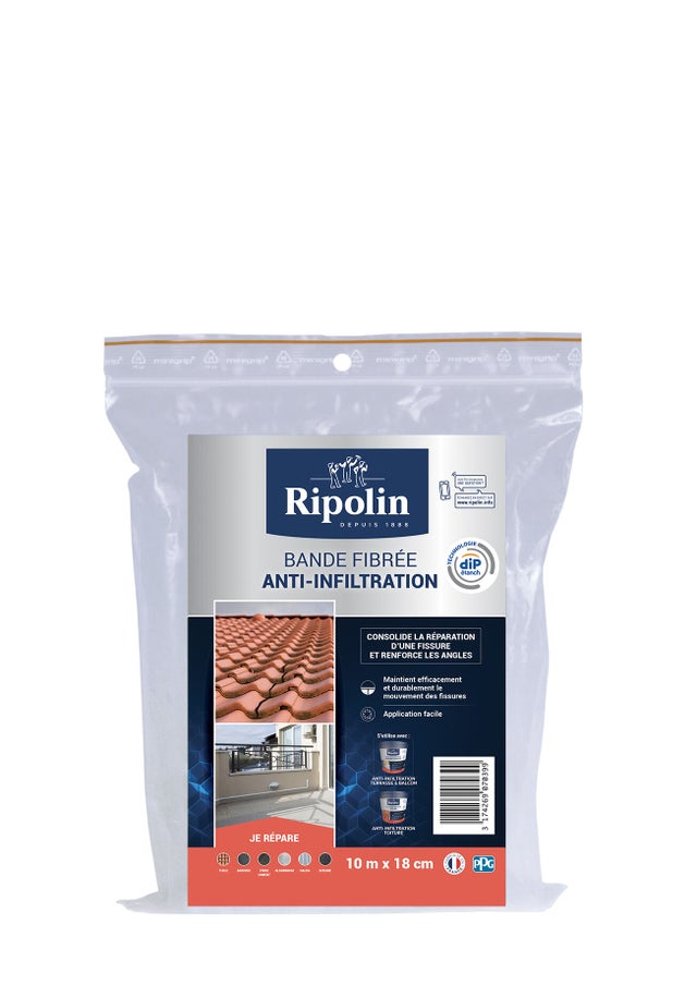 Bande fibrée anti-infiltration 10MX18CM Ripolin Dip Etanch Invisible