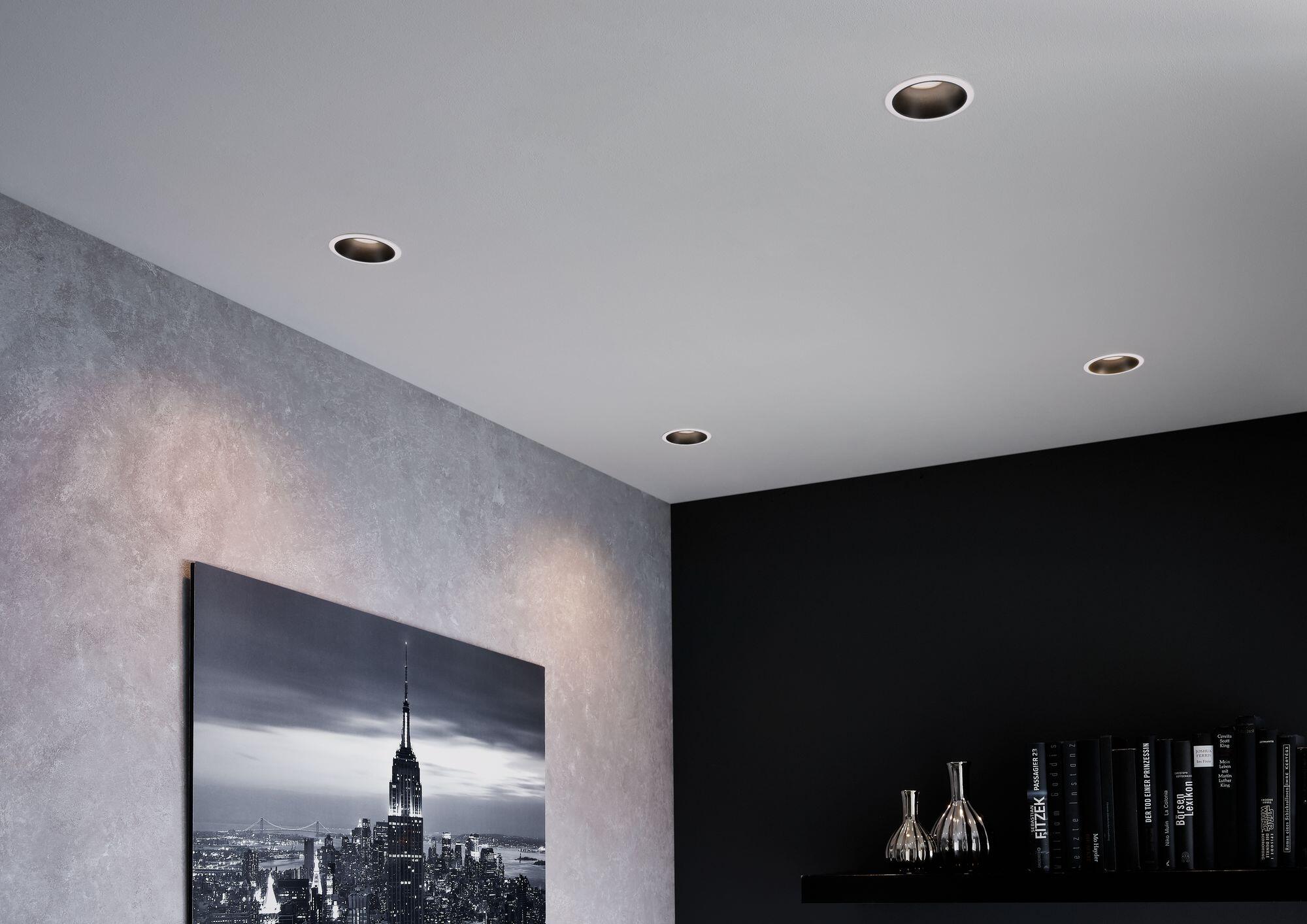 Spot individuel à encastrer Cole led intégrée, 2700K PAULMANN rond blanc/noir - 2