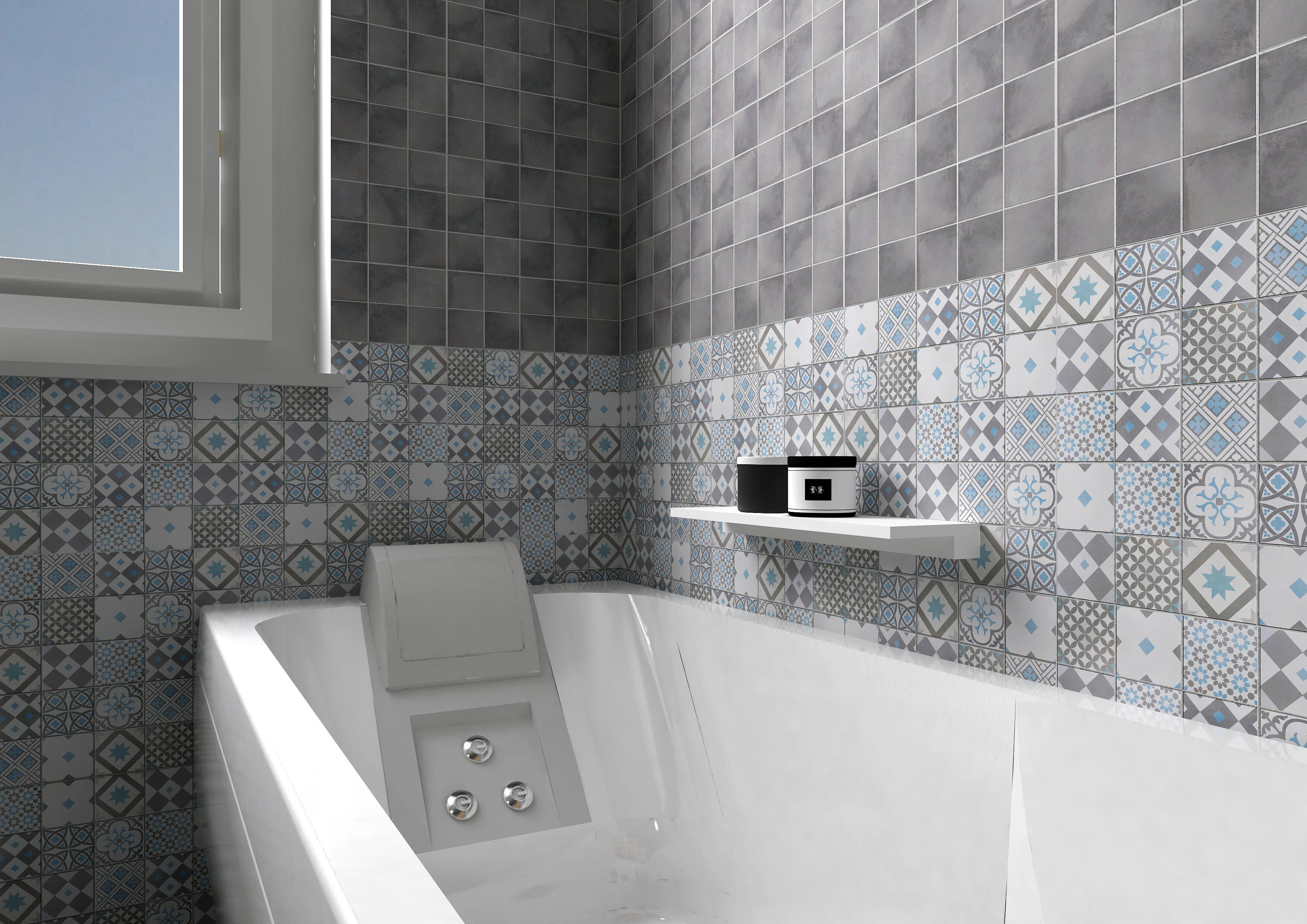1 plaque de mosaïque Gatsby grès cérame effet ciment 31.7 x 31.7 cm FRASSINORO G - 6