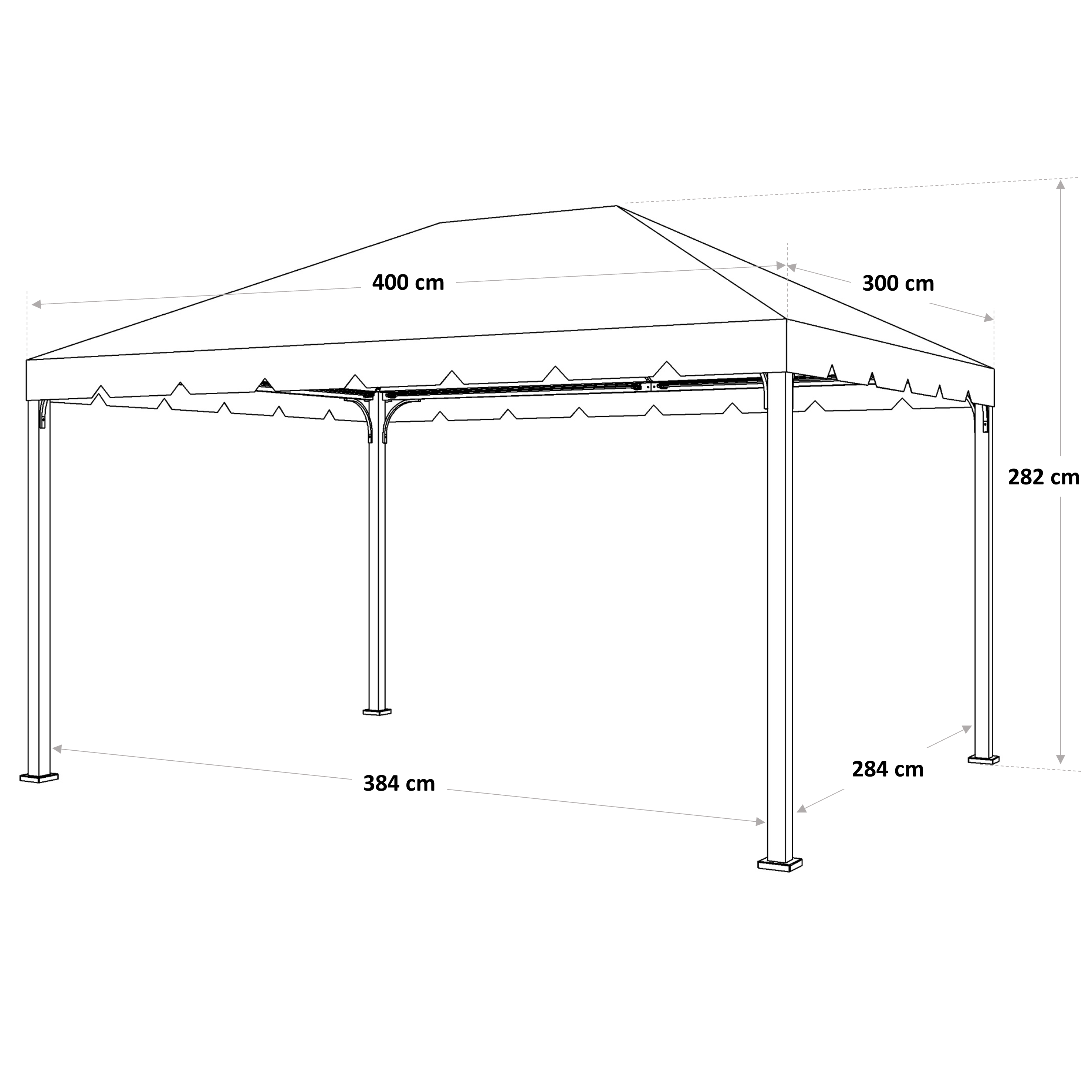 Tonnelle autoportant Ysis NATERIAL aluminium gris anthracite, 11.93 m² - 8