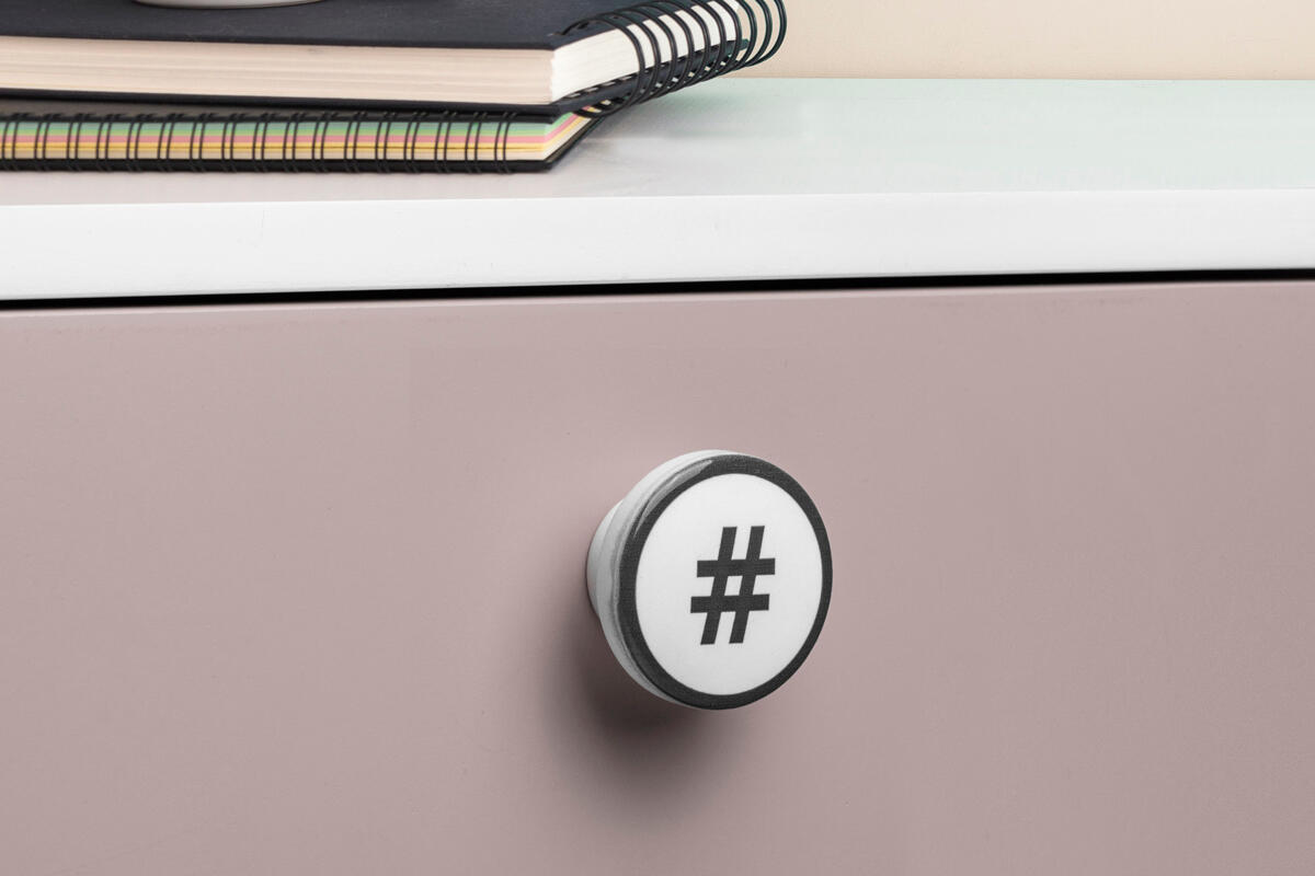 4 boutons de meuble ronds Emoti, bois noir / blanc verni, Diam.38 mm - 2