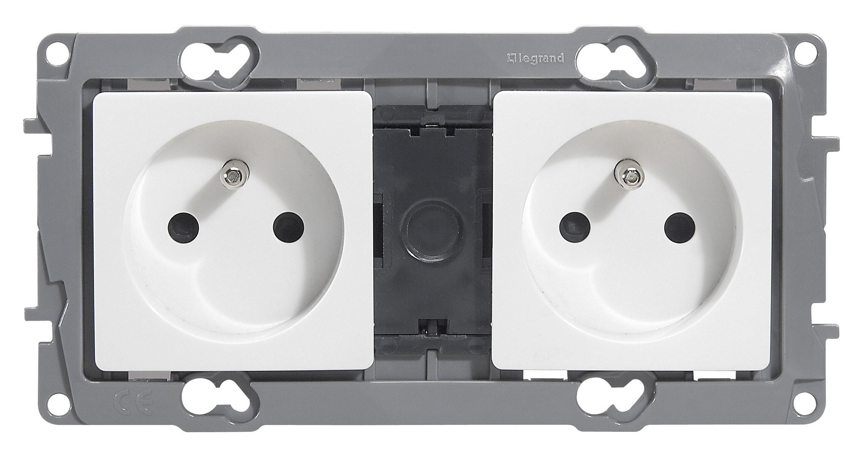 Prise Double Legrand Niloe Blanc Éclat Avec Terre - Pour Installation électrique - Neuf