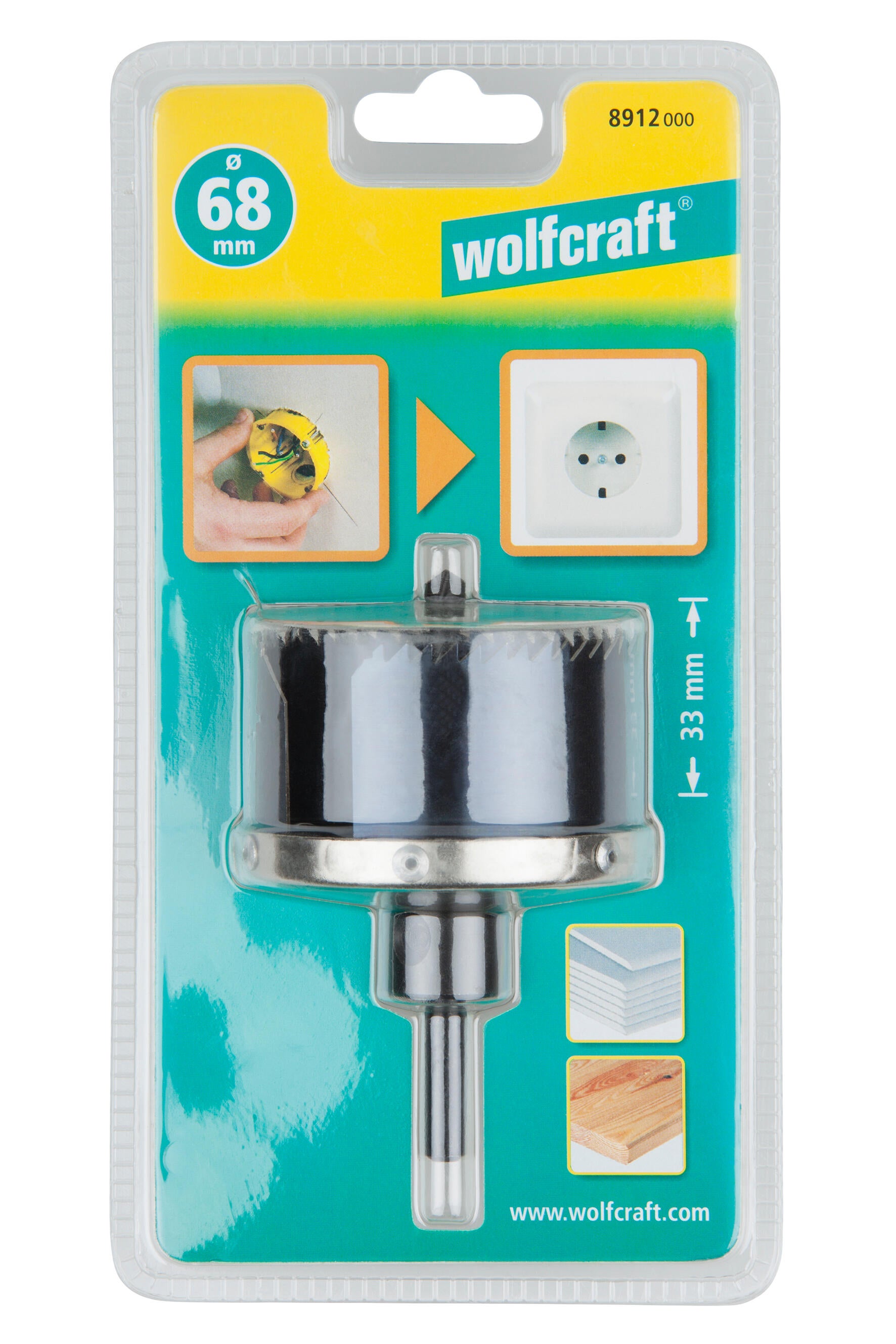 Scie cloche bois/plâtre Diam.68 mm WOLFCRAFT, profondeur 33 mm - 5