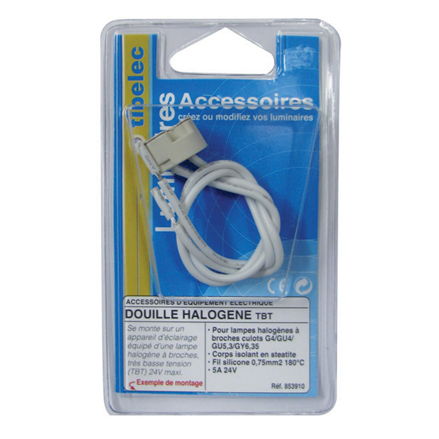 Douille G4 / GU4 / GU5.3 / GY6.35 TIBELEC, plastique, blanc 100 W - 3