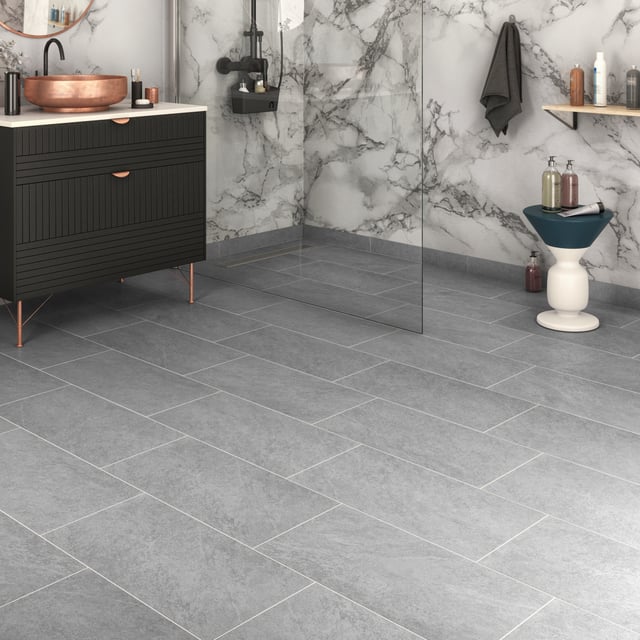 Carrelage sol intérieur / mur intérieur effet pierre gris clair Quartzite l.30 x