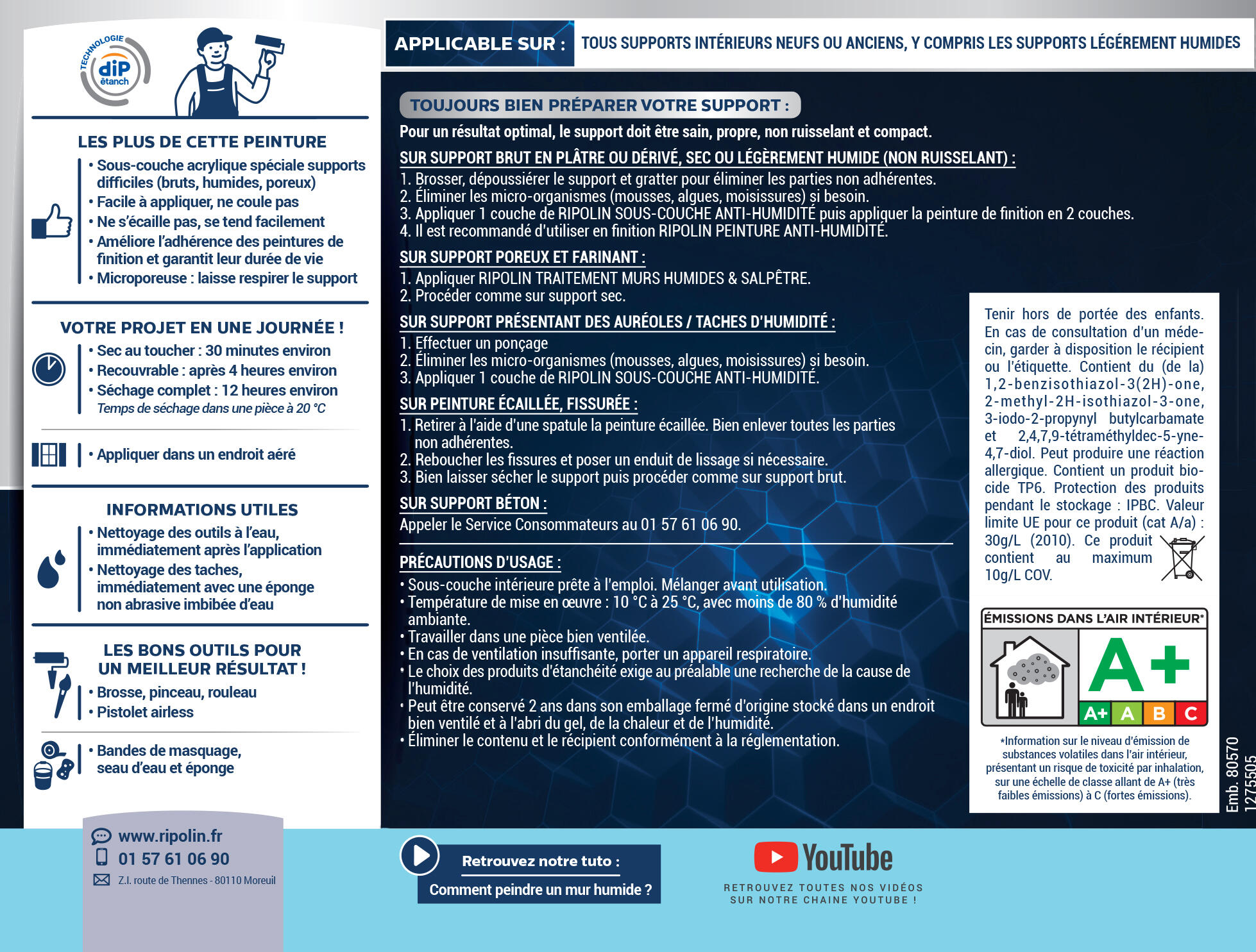 Sous-couche mur anti humidité blanc RIPOLIN blanc 0.75 l - 4