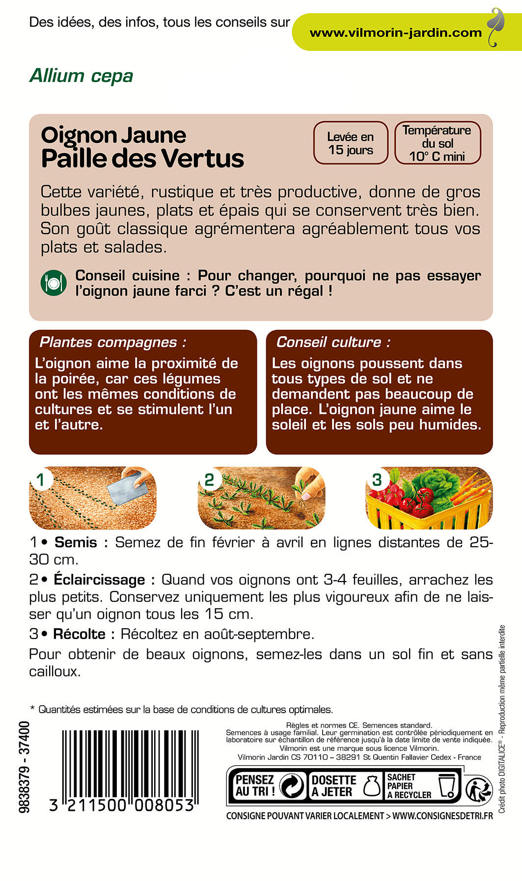 Graines de oignon VILMORIN 3 g - 2