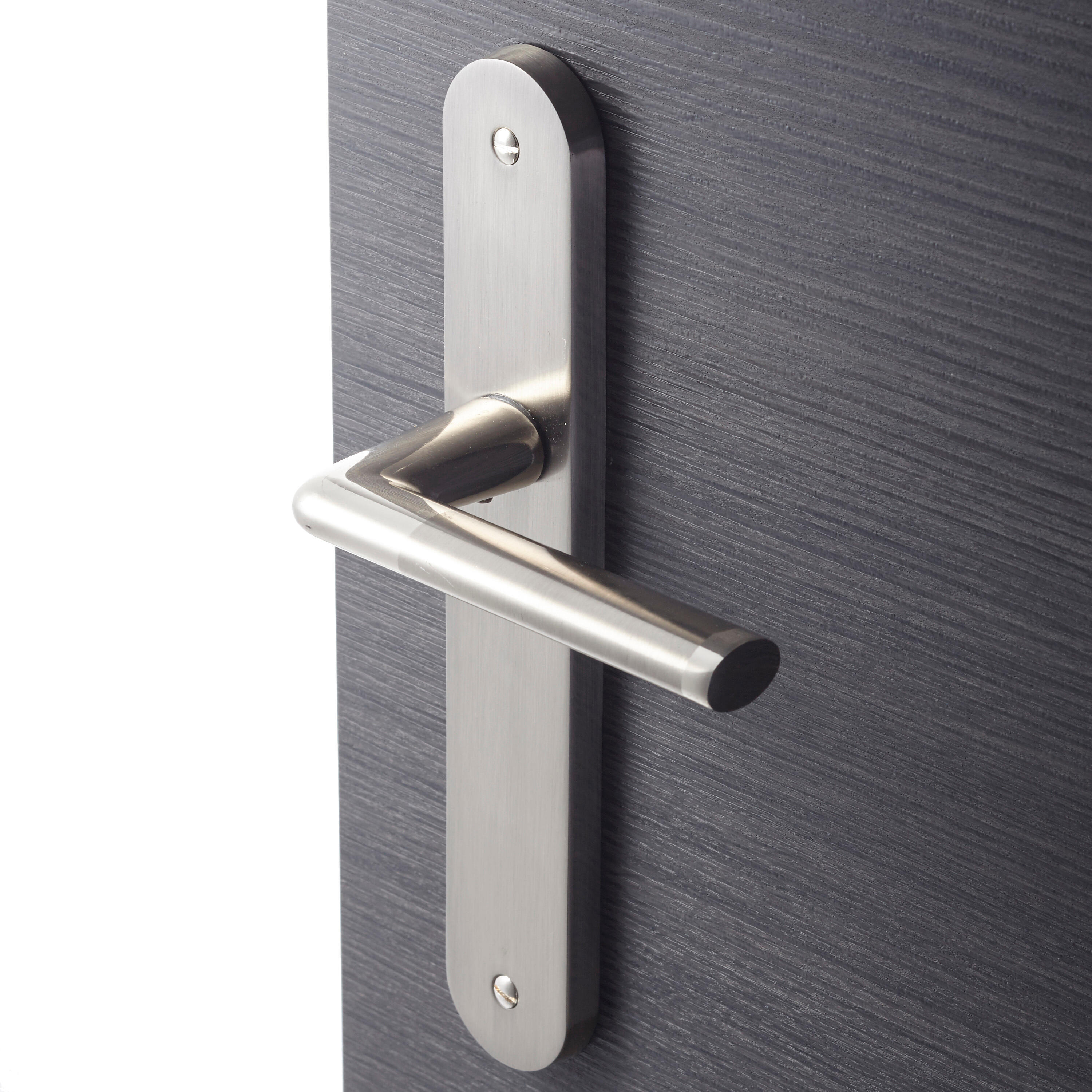 2 poignées sur plaque sans trou Sophie zamak nickel brillant, entraxe 195 mm - 3