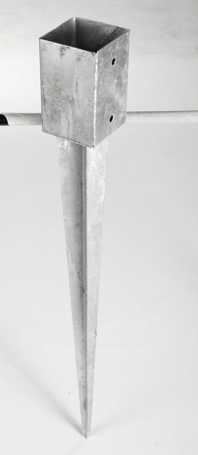 Support à enfoncer acier à enfoncer gris, H.75 x l.9 x P.9 cm