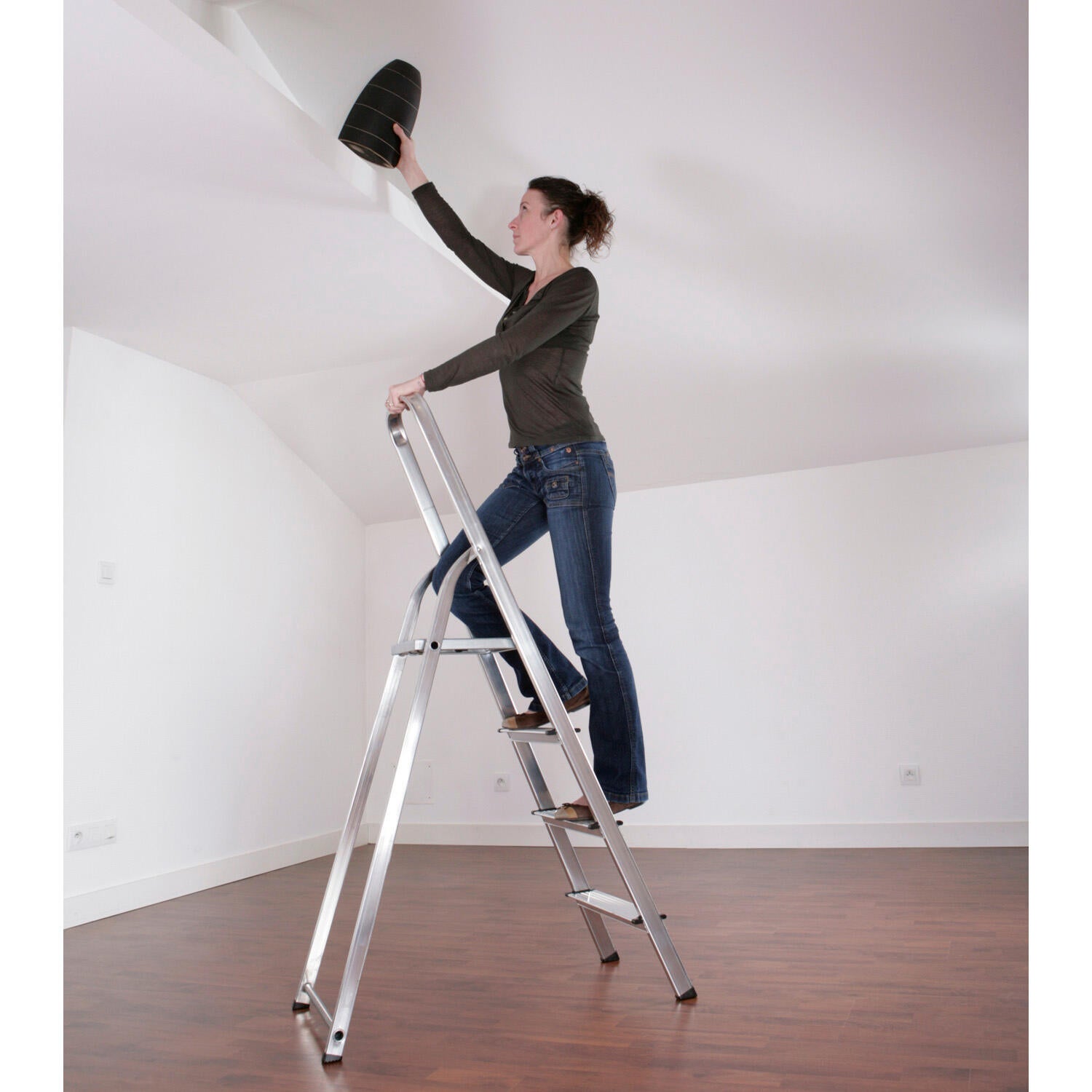 Escabeau domestique pliable 4 marches SELEKTA MixAlu - 3