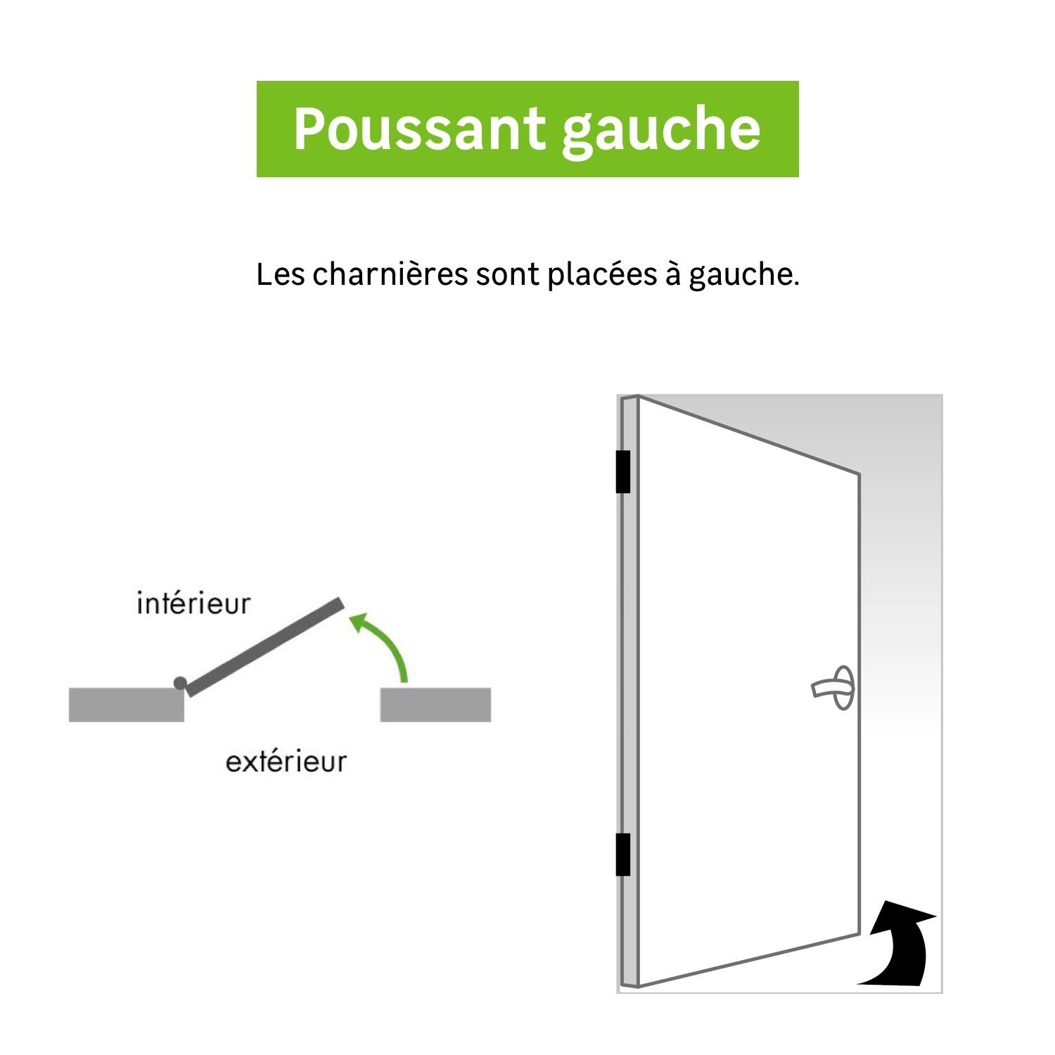 Porte de service PVC 1/2 vitrée H.200 x l.90 cm gris ext/blanc int p.gauche - 3