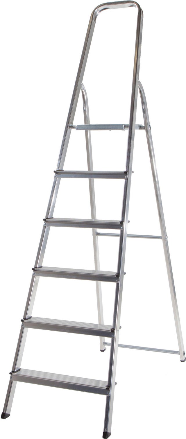 Escabeau acier SELEKTA 1 x 6 marches, pieds de base antidérapants