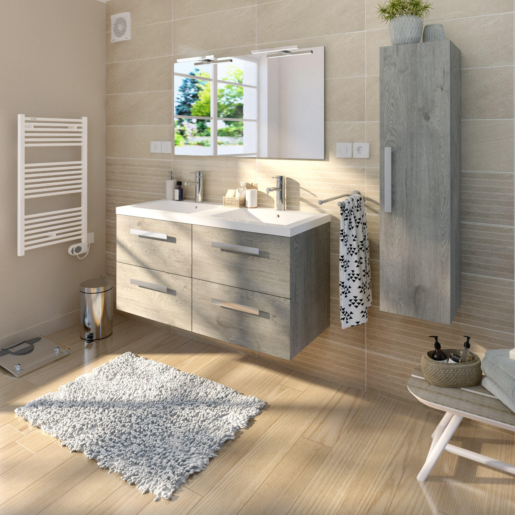 Sèche-serviettes électrique à inertie fluide ACOVA 500W, H96.8 x l50 cm Tweed bl - 3