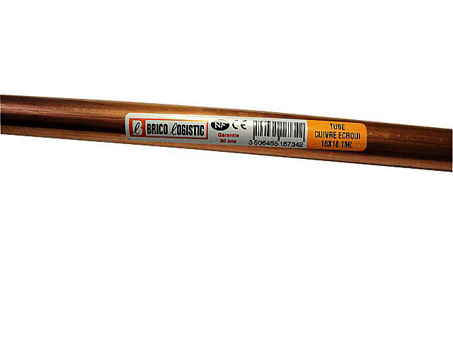 Tube de cuivre écroui, ⌀18mm, en barre de 2m
