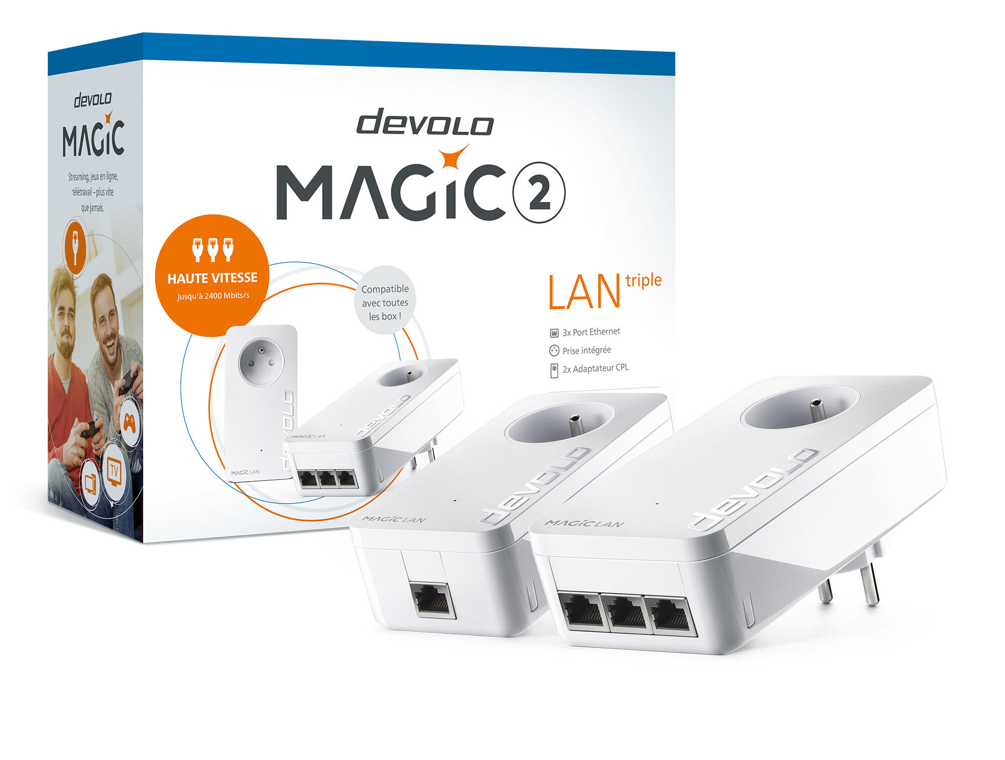 Kit 2 CPL Magic 2 LAN triple, 2400mbits, 3 ports Gigabit, DEVOLO - 5