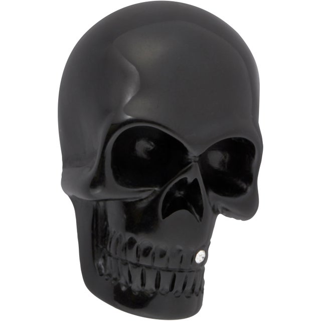 Bouton de meuble ovale Tête de mort, résine noir L.44 mm