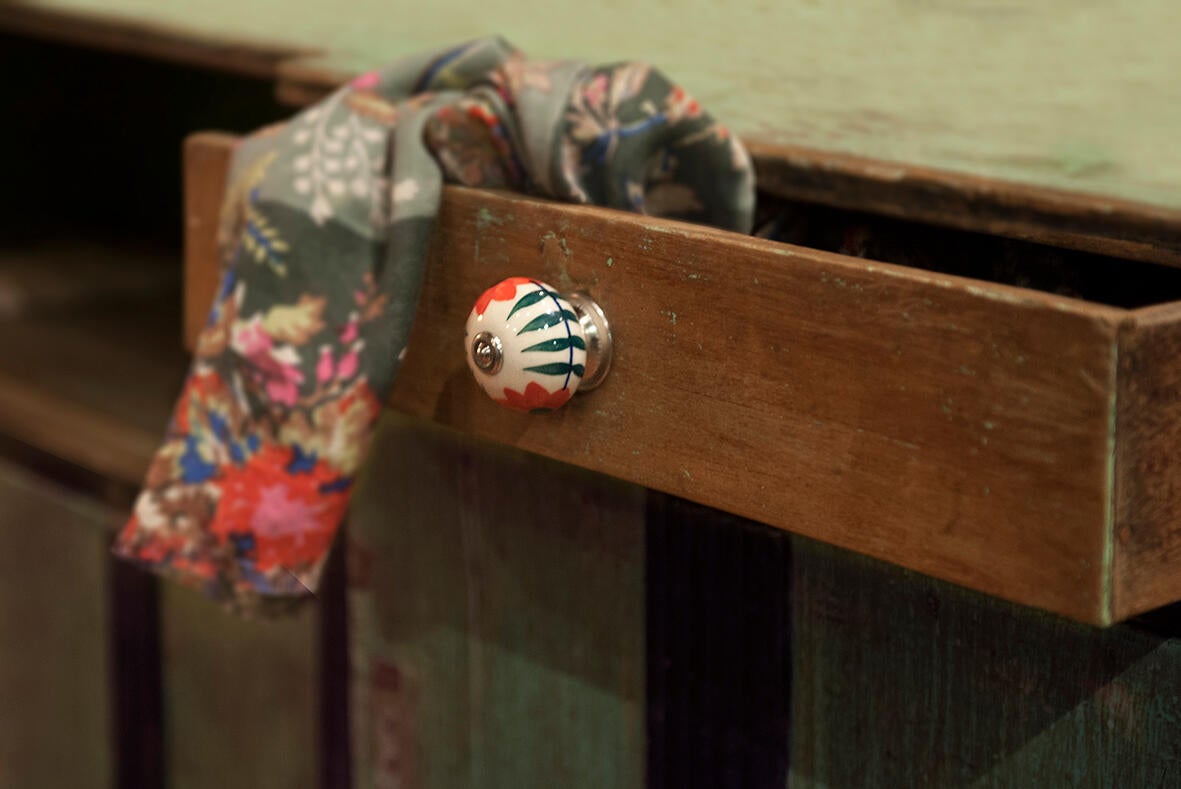 Bouton de meuble rond Flora, porcelaine multicouleur, Diam.40 mm - 2