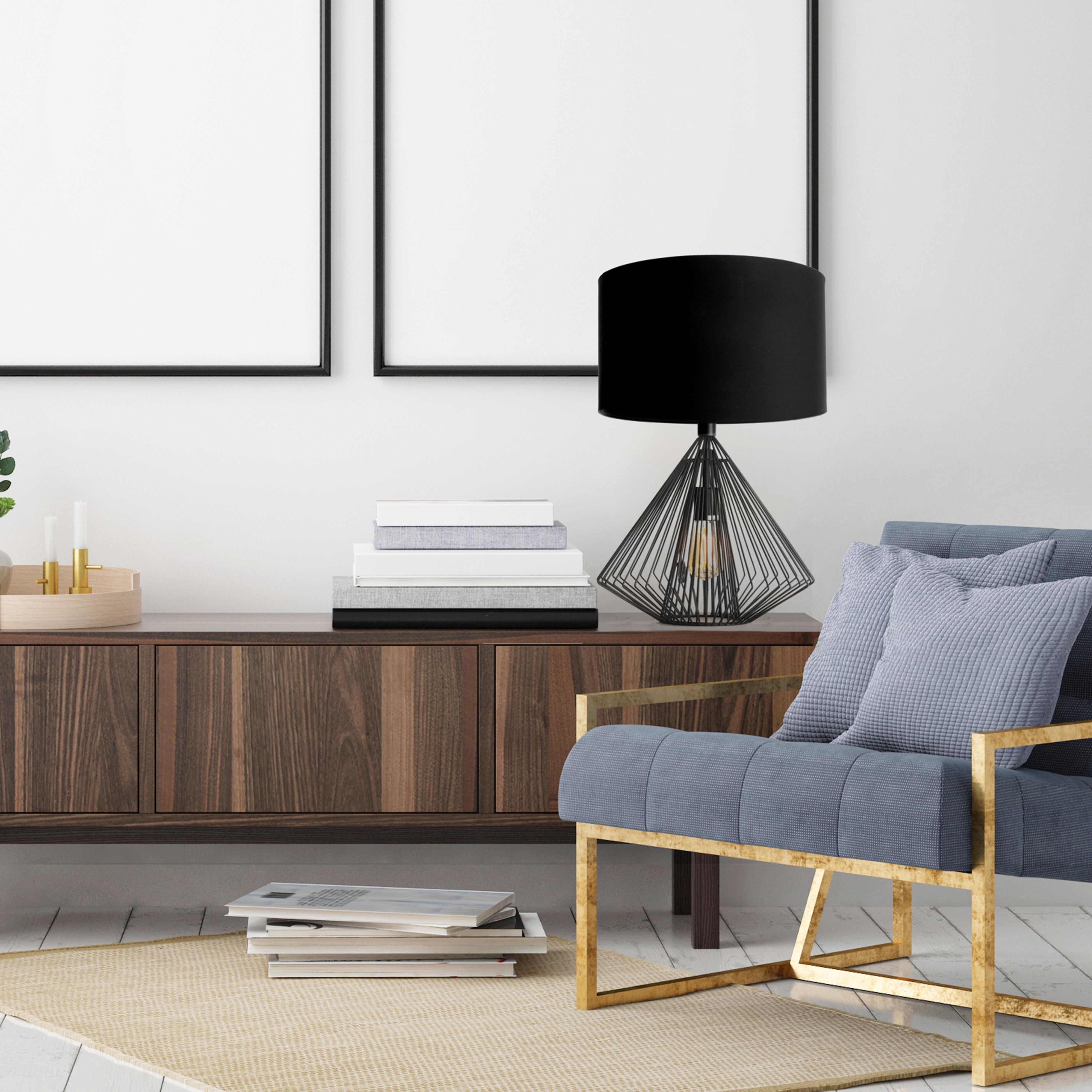 Lampe Erika, coton, noir, H.61.5 cm, E27 - 3