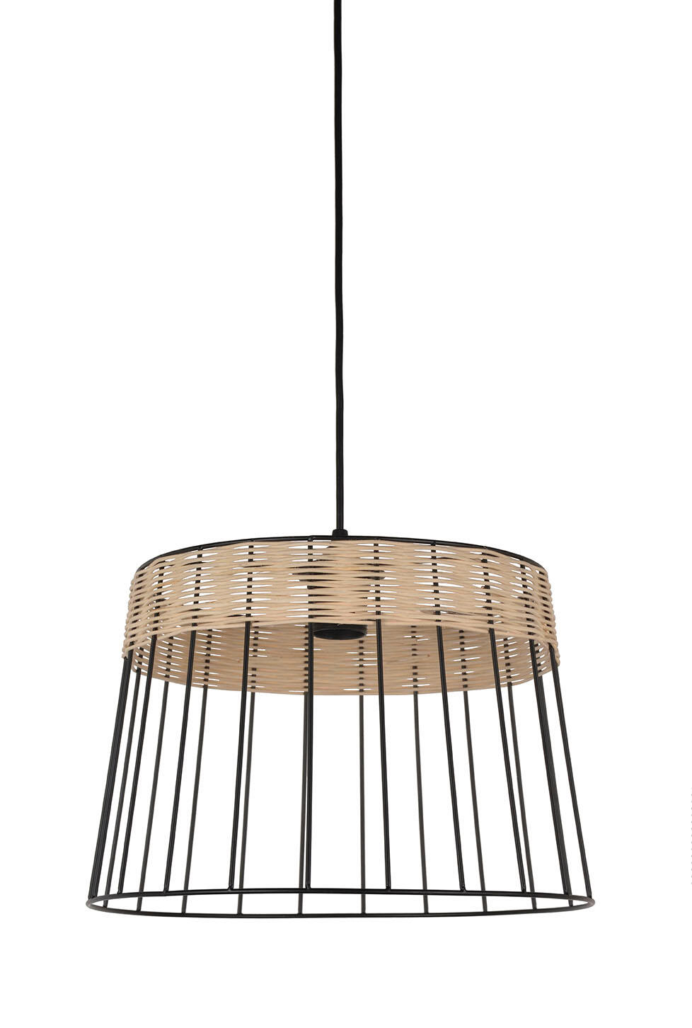 Suspension Indah acier / rotin, noir, Diam.35 cm, E27 - 5
