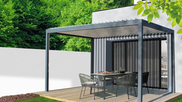 Kozyard Elizabeth - Pérgola con listones para exteriores, pérgola de  aluminio, cenador impermeable con techo ajustable para terraza al aire  libre