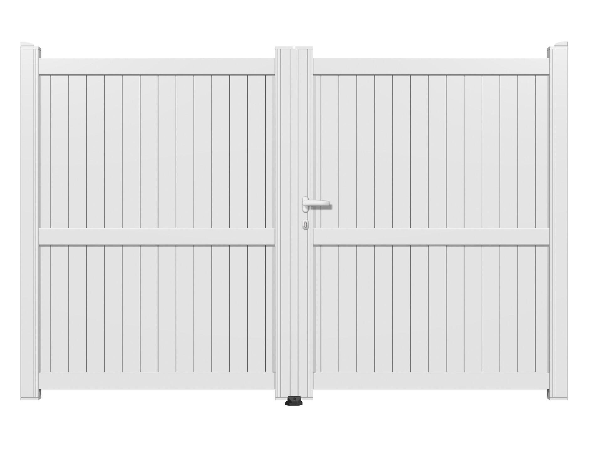 Portail battant aluminium Matisse blanc GARDENGATE, l.300 x H.179.6 cm