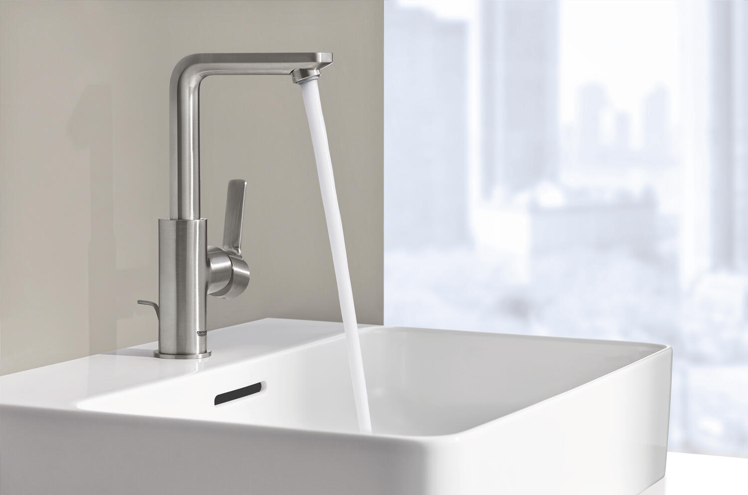 Rubinetto per lavabo getto laminare cristallino Lineare cromato lucido GROHE - 3