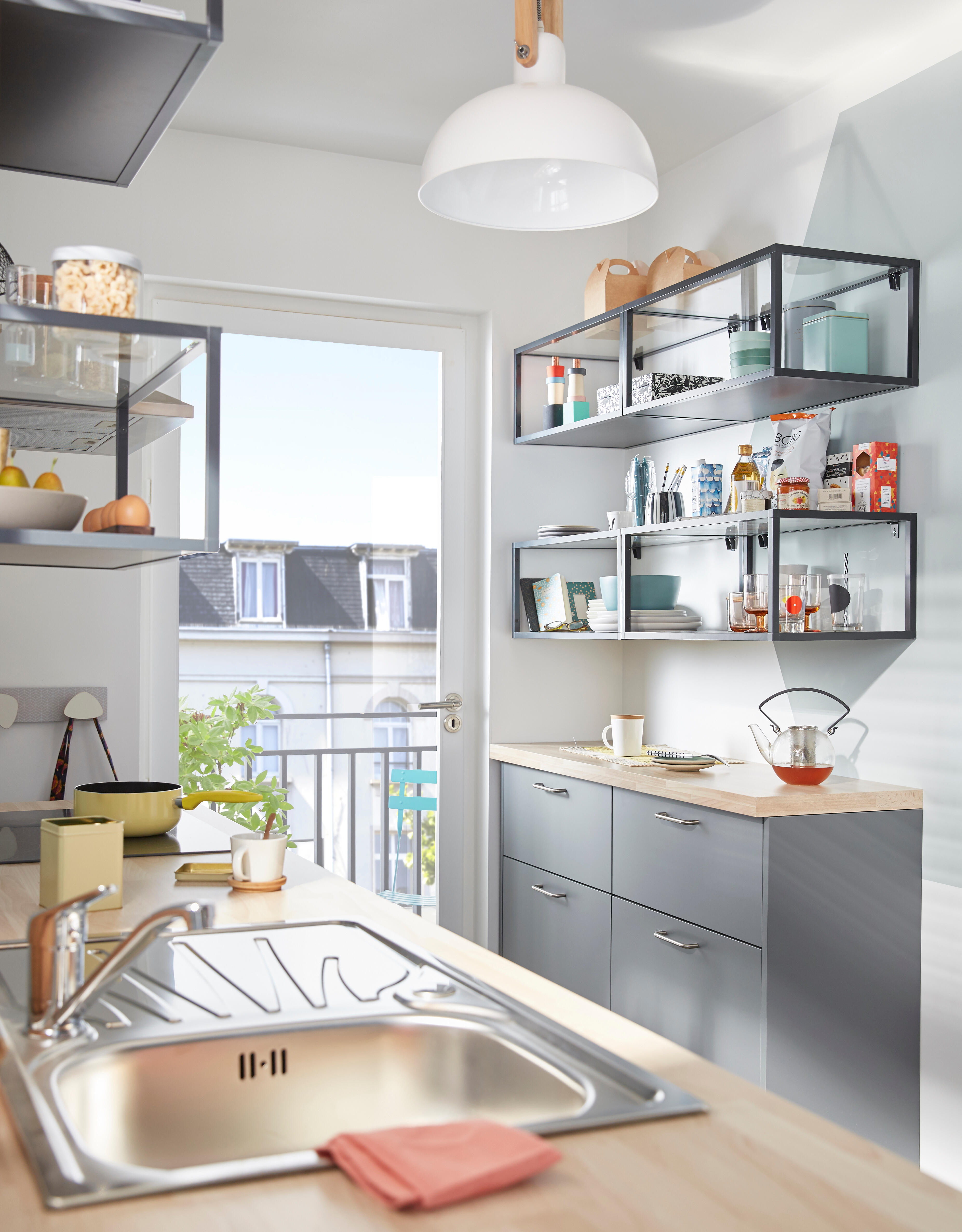 Evier à encastrer 1 bac avec égouttoir, Inox lisse, ETOILE Gris - 6