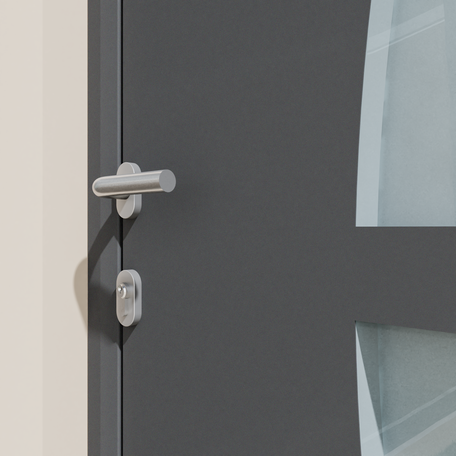 Porte d'entrée Alu Toledo 2 Essentiel H.215 x l.90 cm gris anthr., p. droit - 4