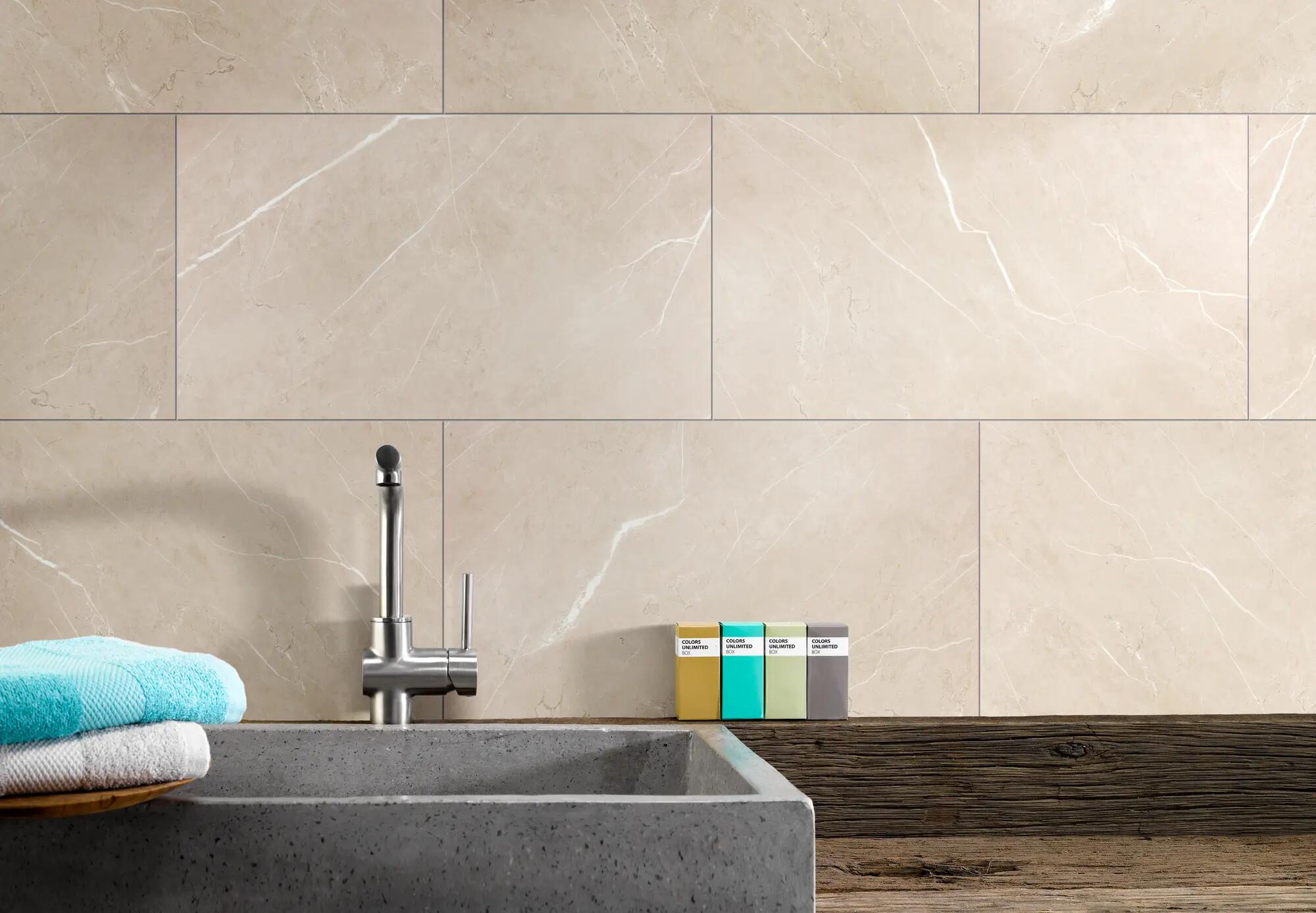 Dalle murale PVC Dumawall+ beige Salina DUMAPLAST L.65 x l.37,5 cm x Ep