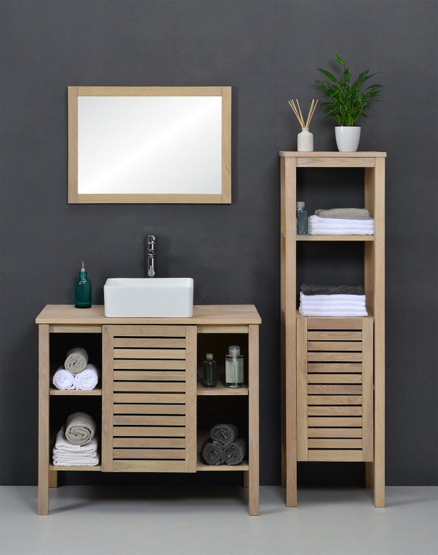 Miroir encadré l.70 x H.50 cm, plaqué chêne naturel, HOMESIGHT Talix