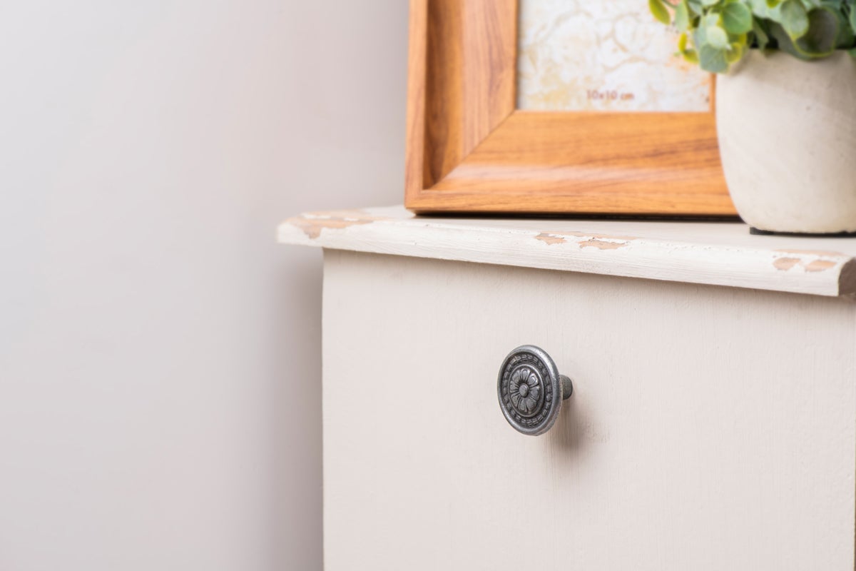 Bouton de meuble rond Motif, zamak argent vieilli, Diam.30 mm - 4