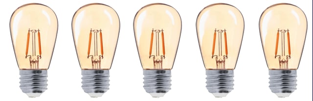 5 ampoules led à filament ambre edison E27 300Lm = 30W blanc très chaud, LUMISKY