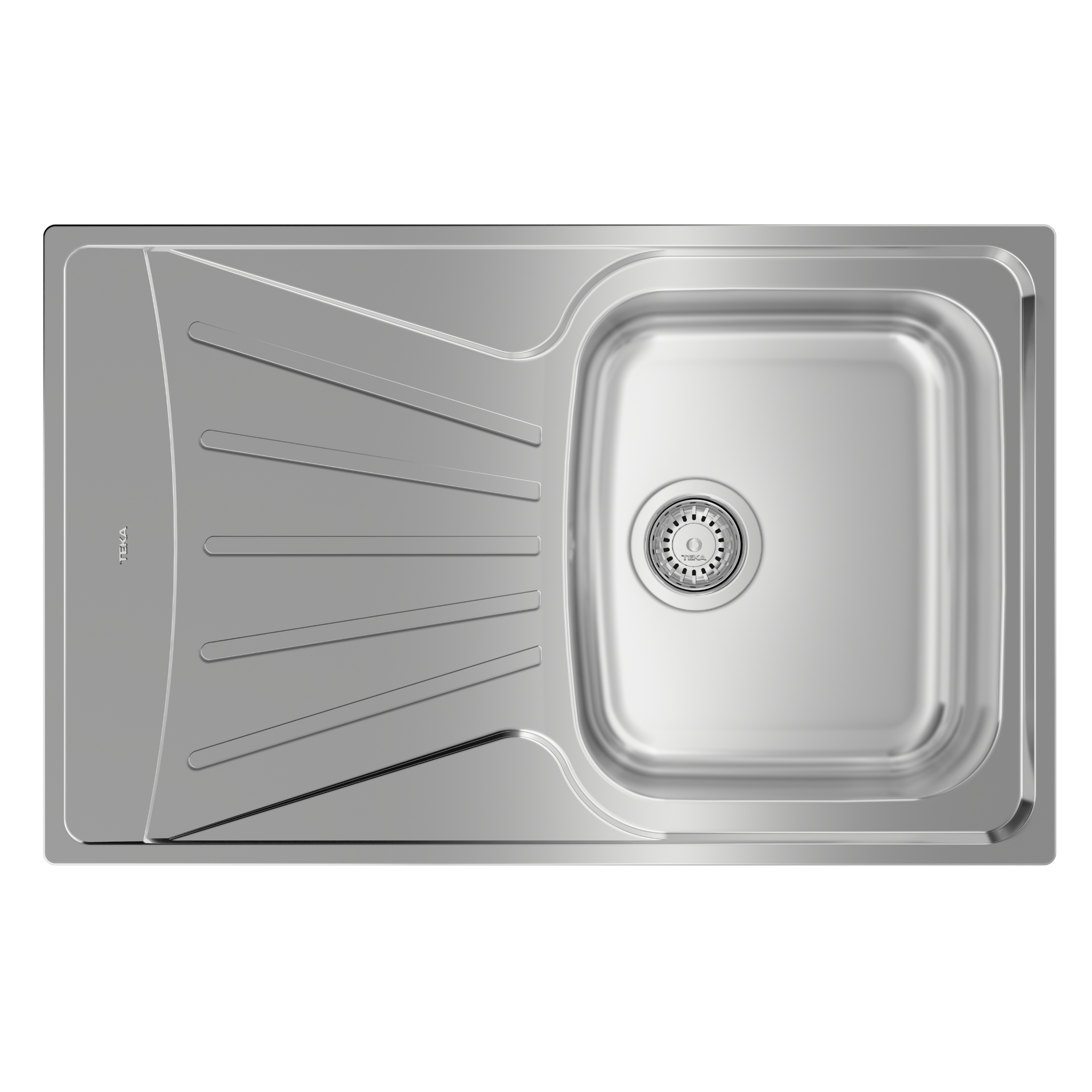 Evier à encastrer 1 bac avec égouttoir, Inox lisse, ETOILE Gris - 2