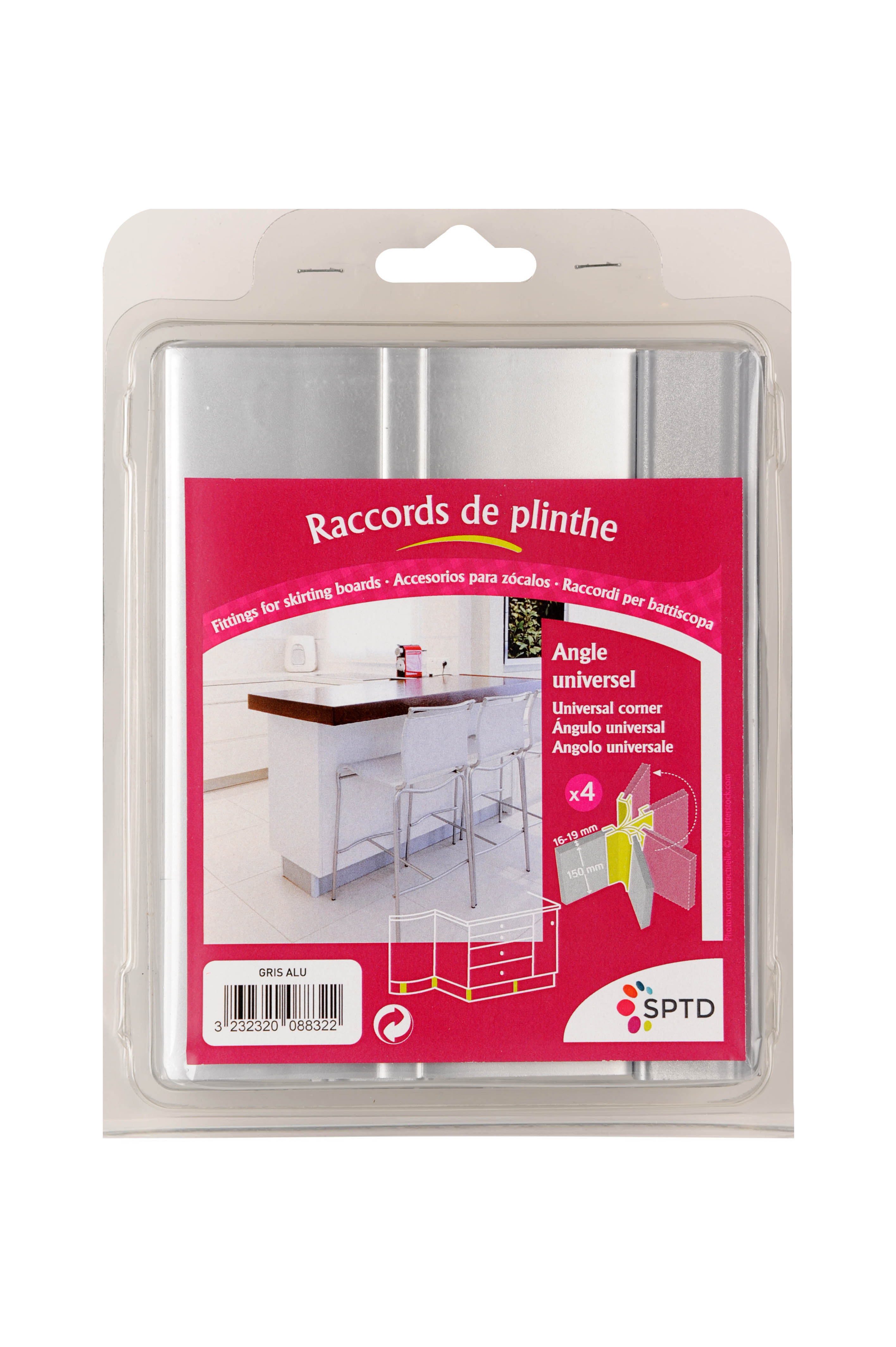 Lot de 4 Profil de jonction aluminium L.19.5 x l.15 cm - 3