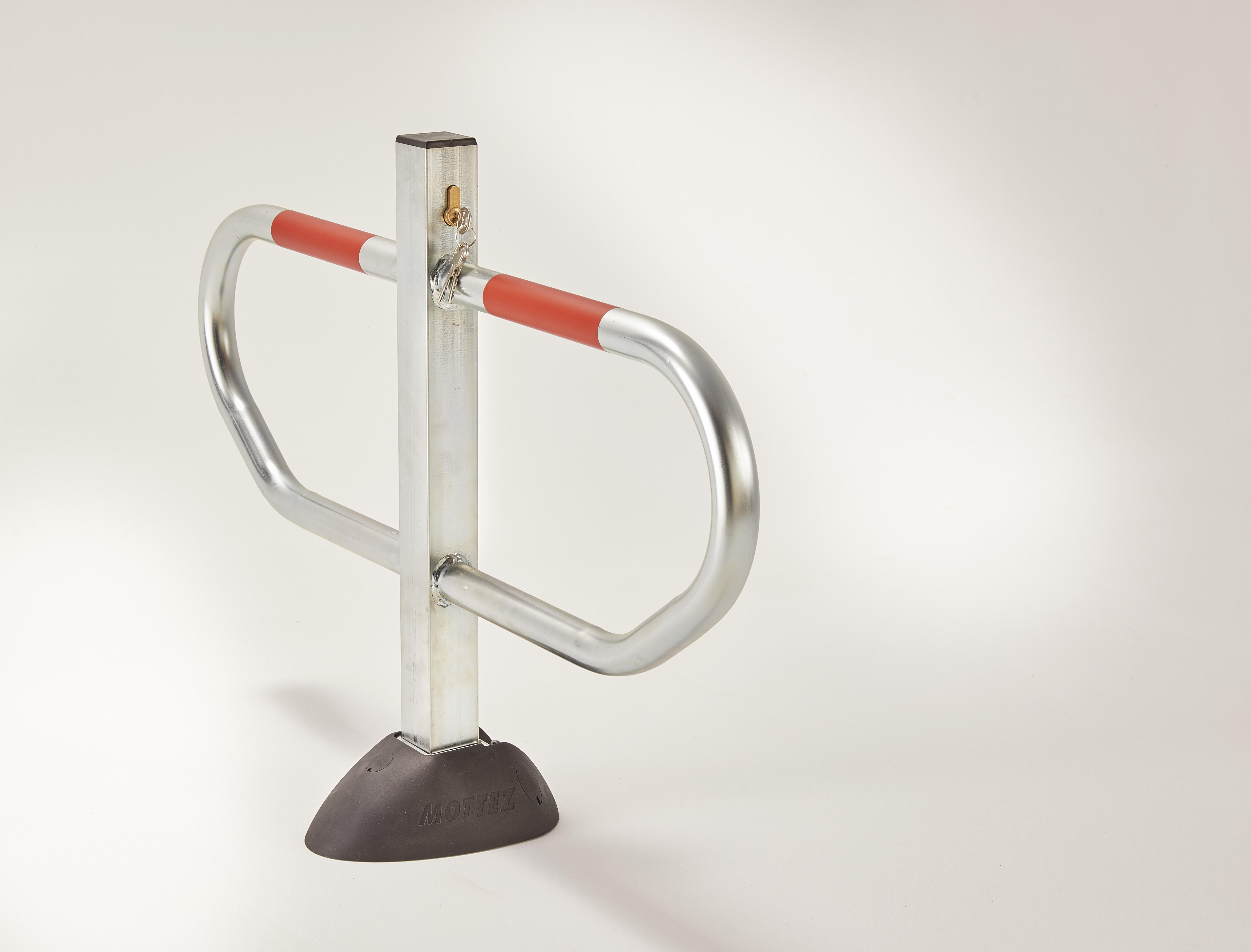 Barrière de parking pied central design avec arceaux MOTTEZ, argent - 3