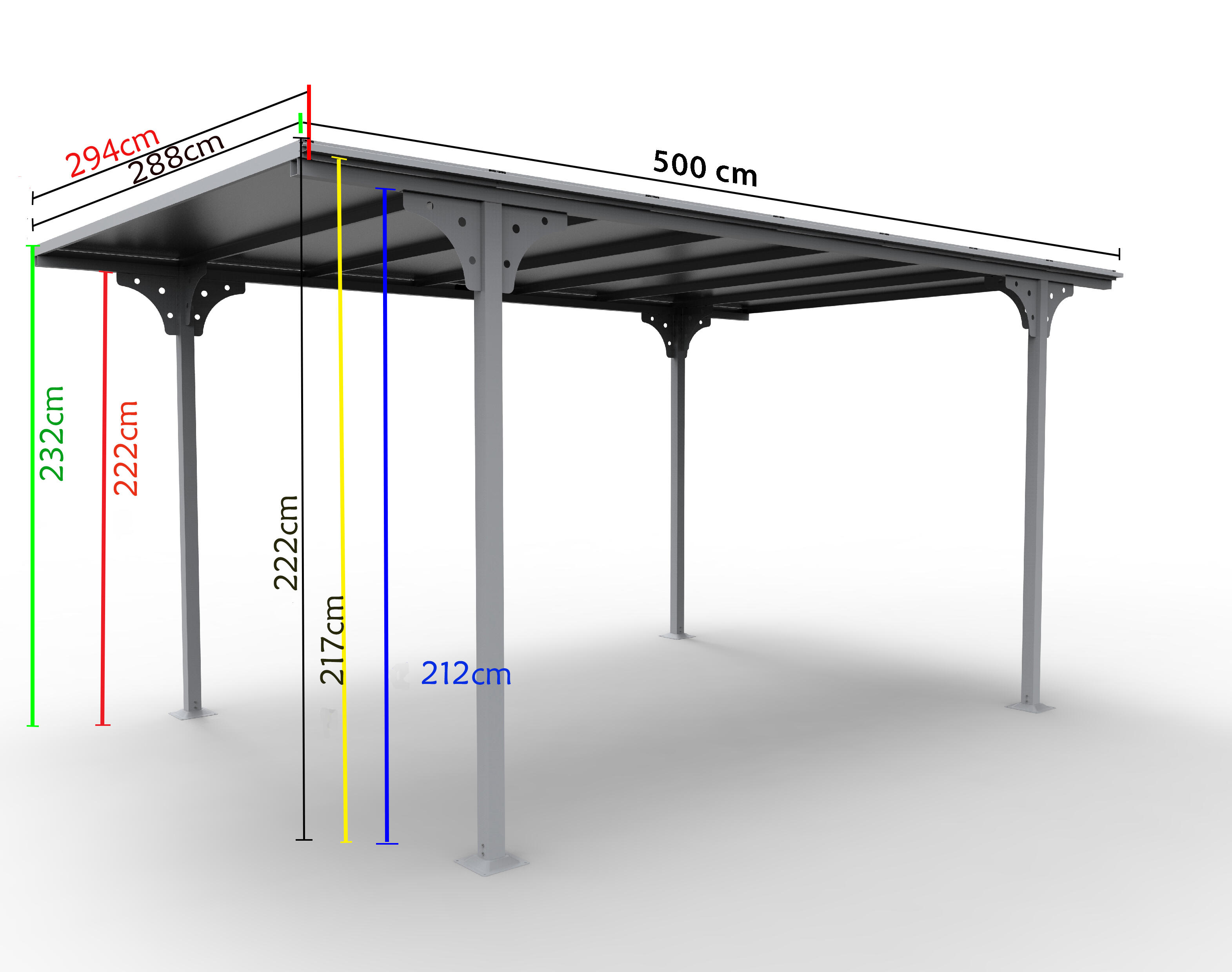 Carport aluminium HABRITA 1 voiture, 14.7 m² - 4