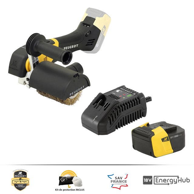 Rénovateur sans fil 1 batterie PEUGEOT Energybrush, 18 V 5 Ah