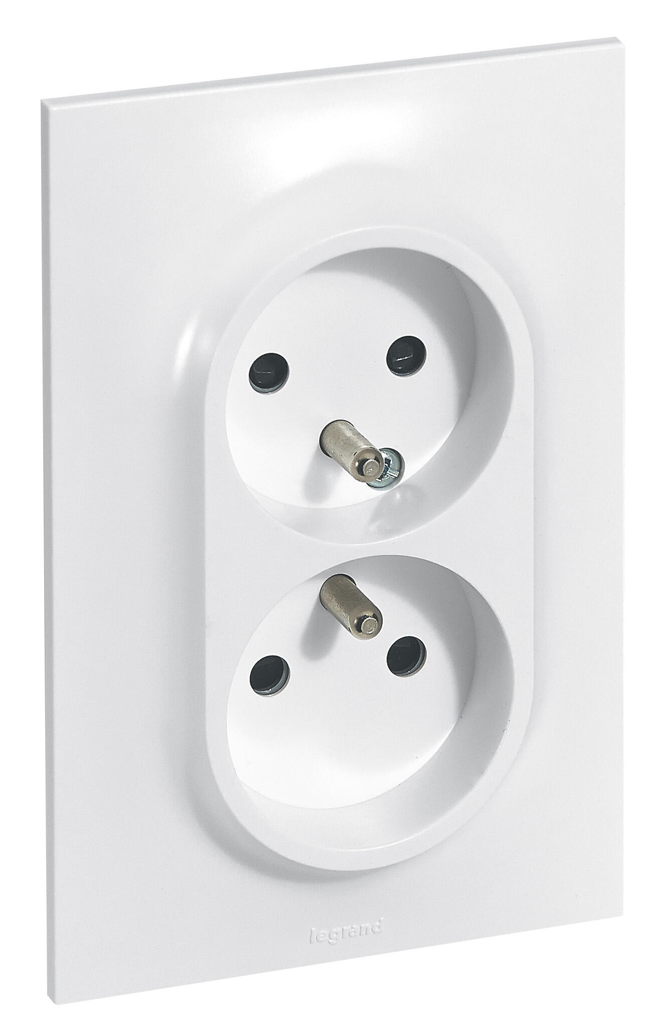 Double prise avec terre vertical Neptune, blanc, LEGRAND - 2