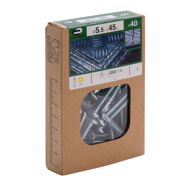 40 vis acier tête ronde phillips STANDERS, Ø5.5 x L.45 mm