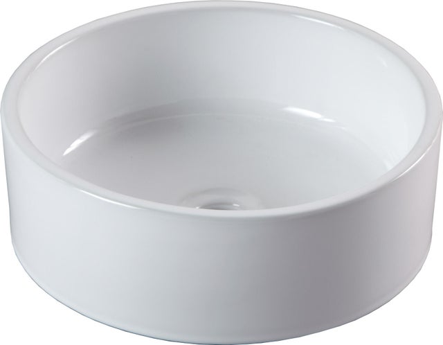 Vasque à poser céramique rond Tube H.12 x Diam.35 cm blanc brillant