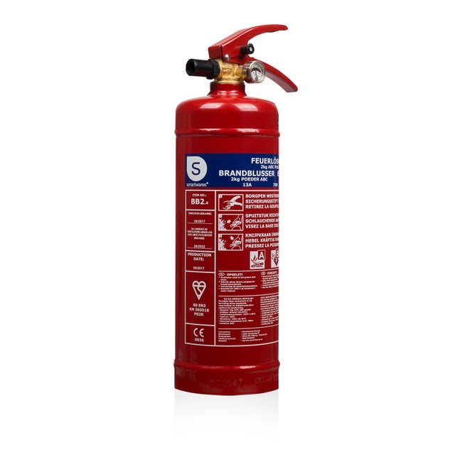 Extincteur  à poudre sèche 2kg pour feux:  abc certifié bsi- bb2, SMARTWARES