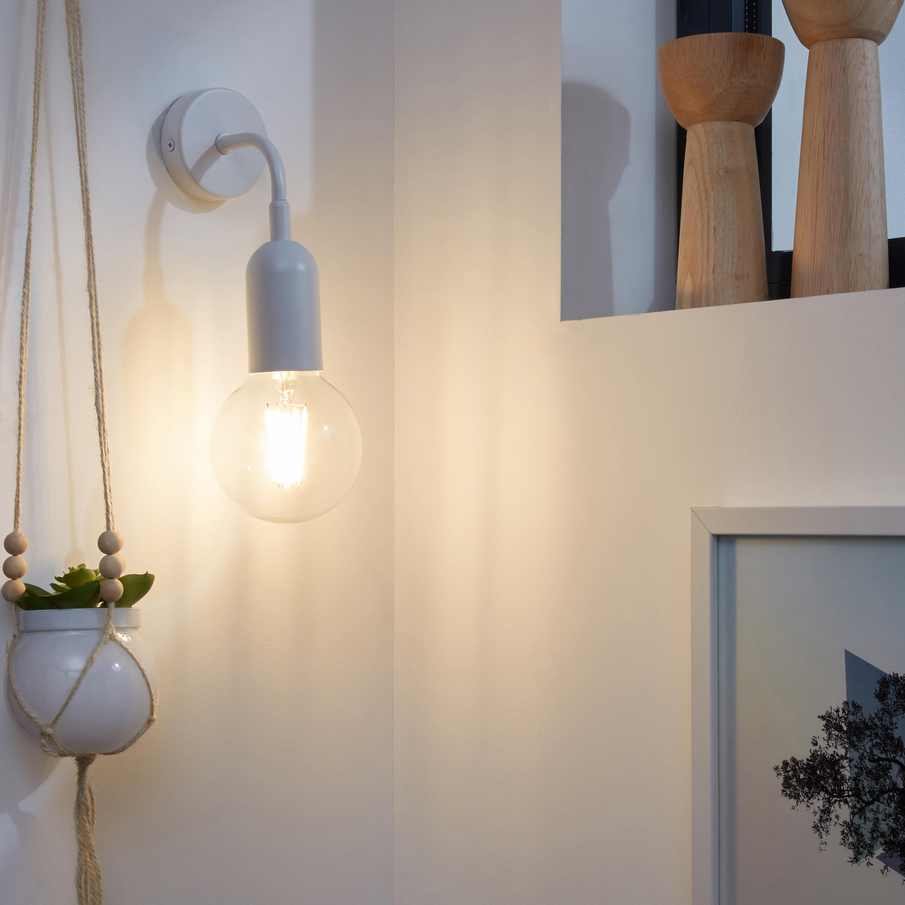 Applique E27, fer / aluminium, blanc, Hoopa, INSPIRE - 2