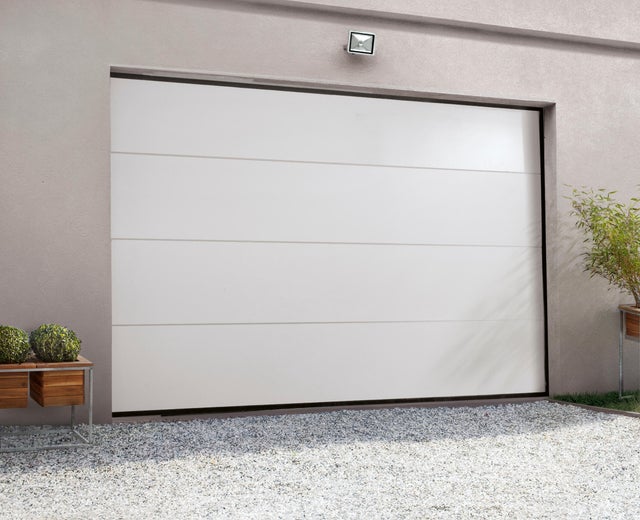 Porte garage sectionnelle moto ESSENTIEL rainures L H.200 x l.300 blanc