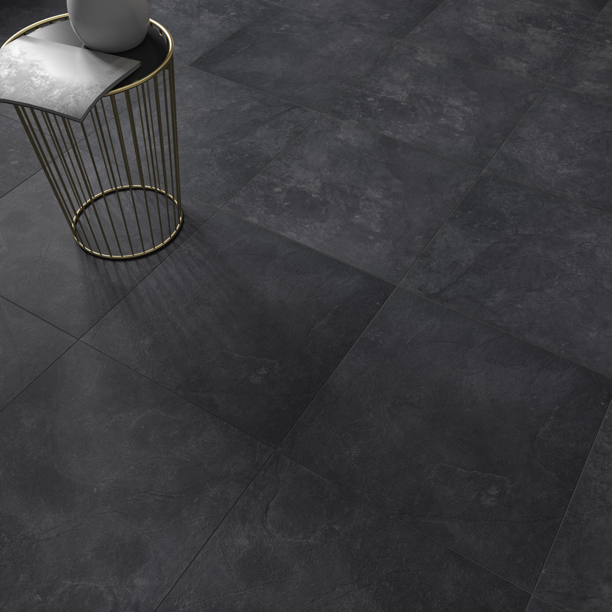 Carrelage mur / sol effet pierre noir Sicile l.60 x L.60 cm - 5