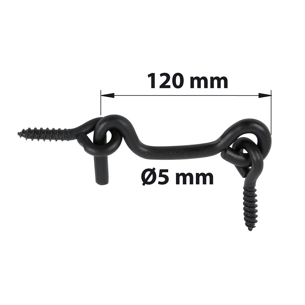 Crochet contrevent et piton noir, Diam.5 x L.120 mm AFBAT (menuiserie bois) - 3